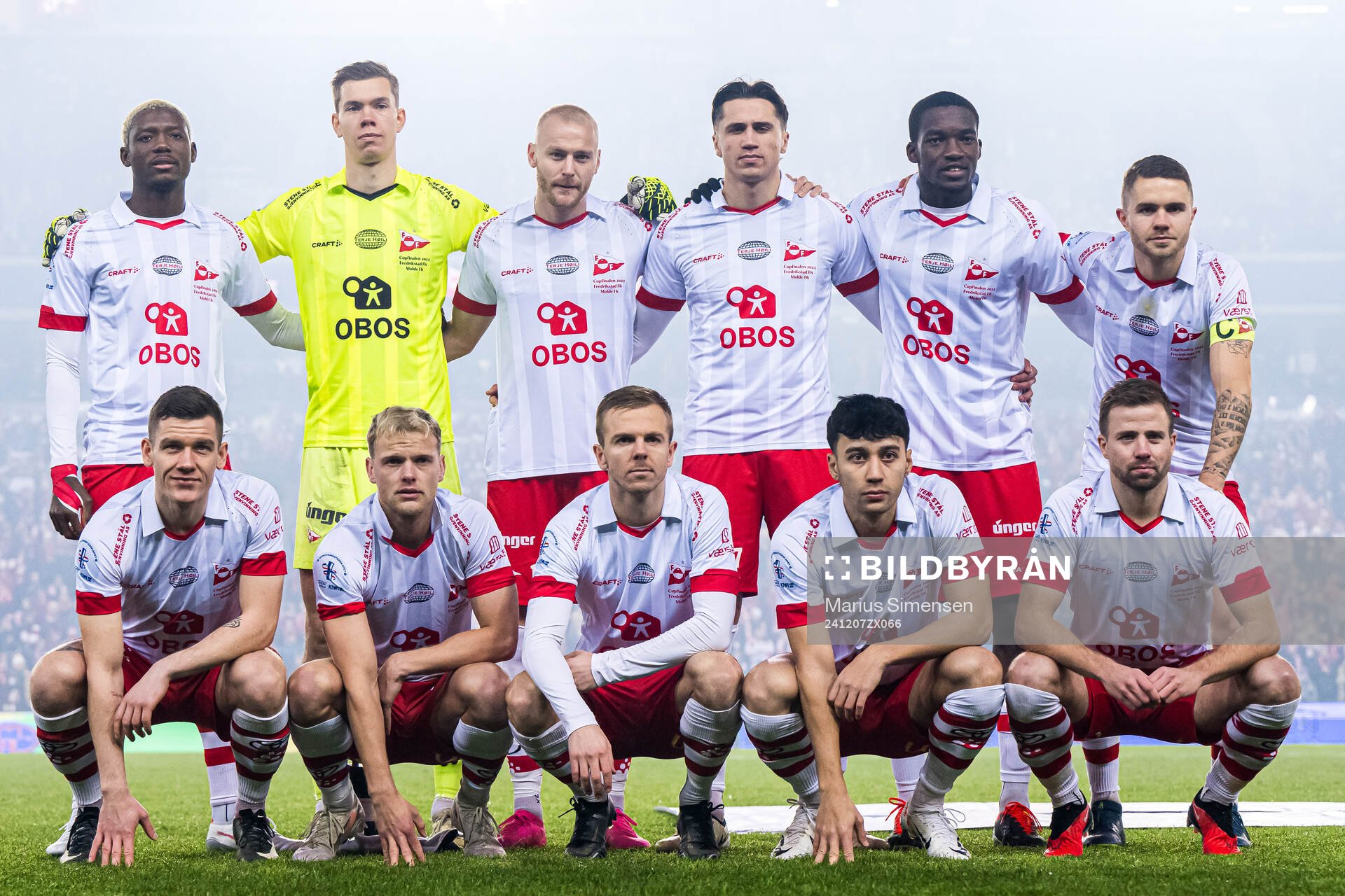 The starting eleven of Fredrikstad, from the top left;