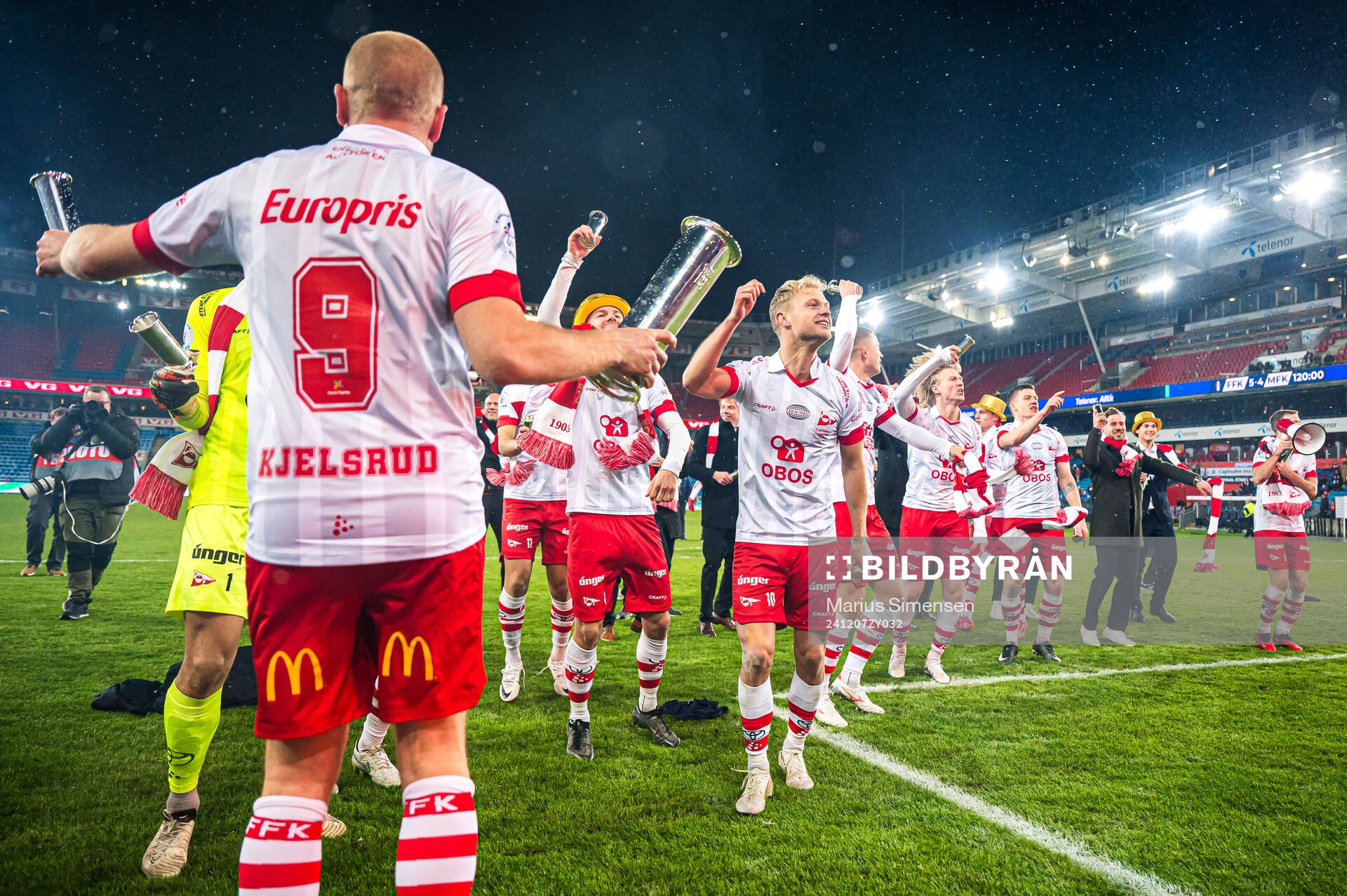 Morten Bjørlo of Fredrikstad celebrates with the trophy