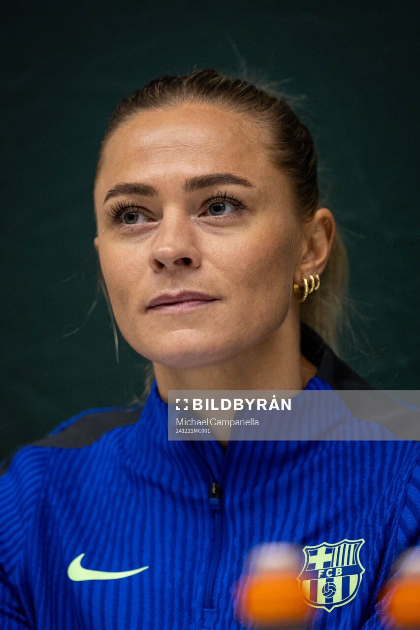 Fridolina Rolfö of FC Barcelona gives a press conference