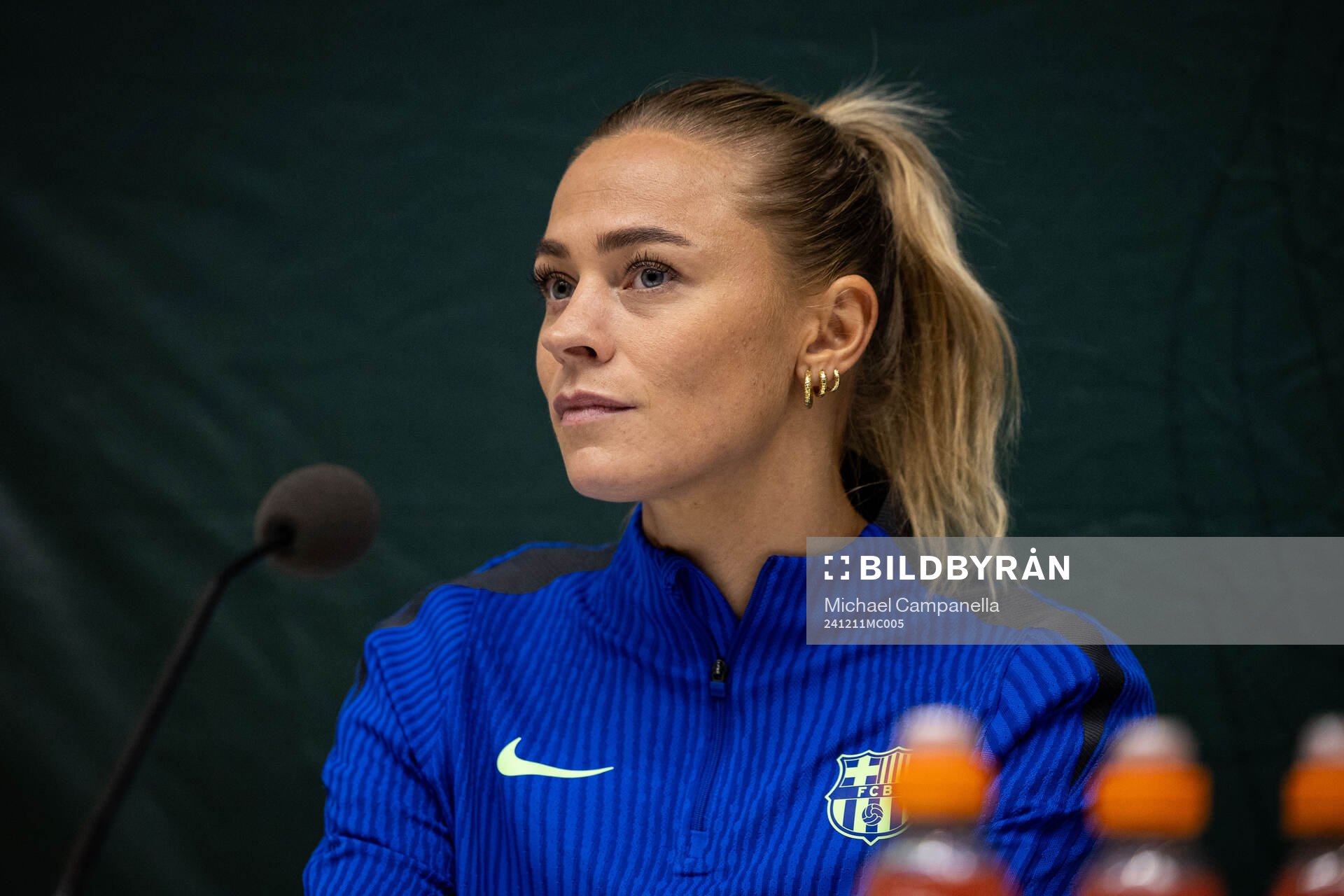 Fridolina Rolfö of FC Barcelona gives a press conference