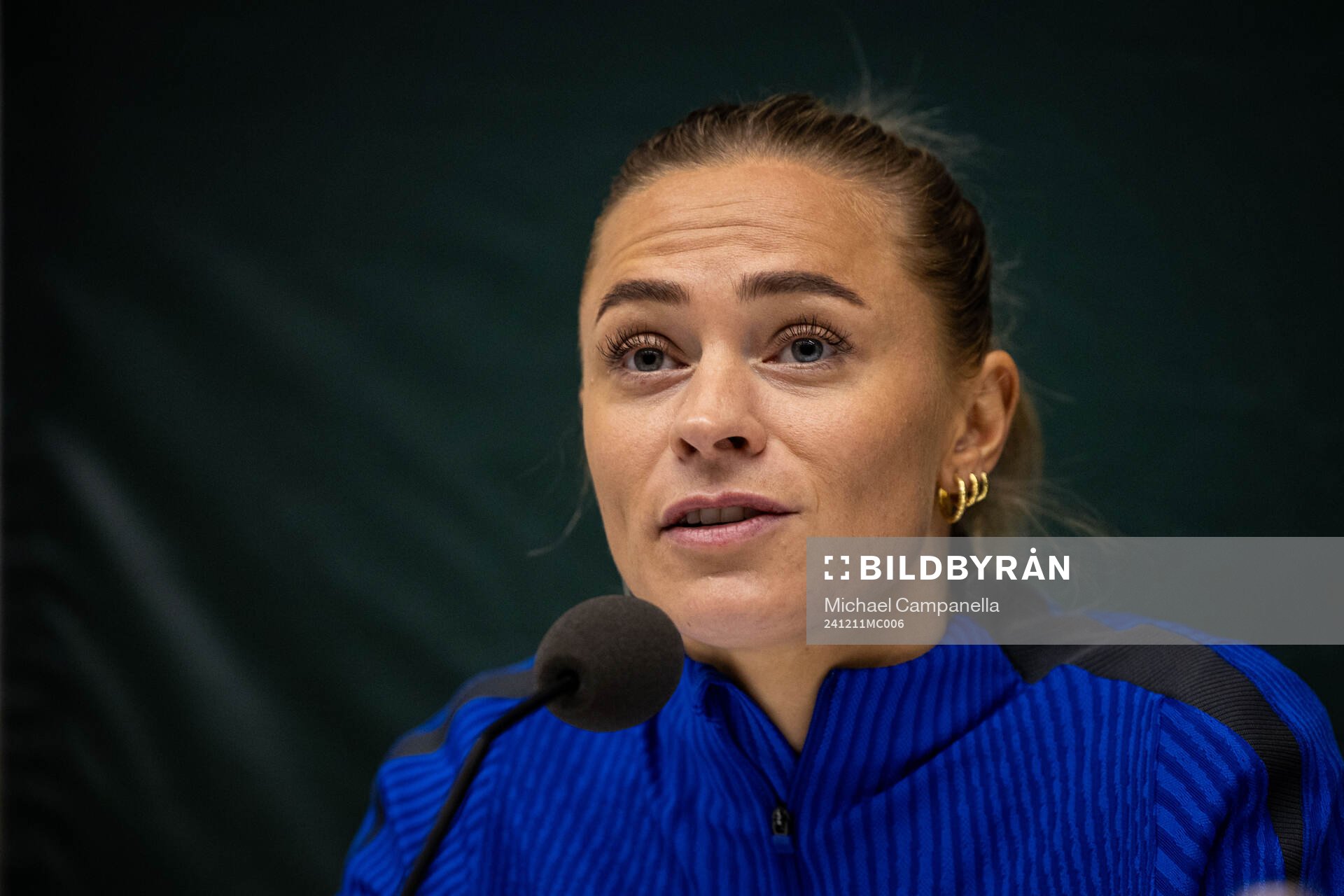 Fridolina Rolfö of FC Barcelona gives a press conference