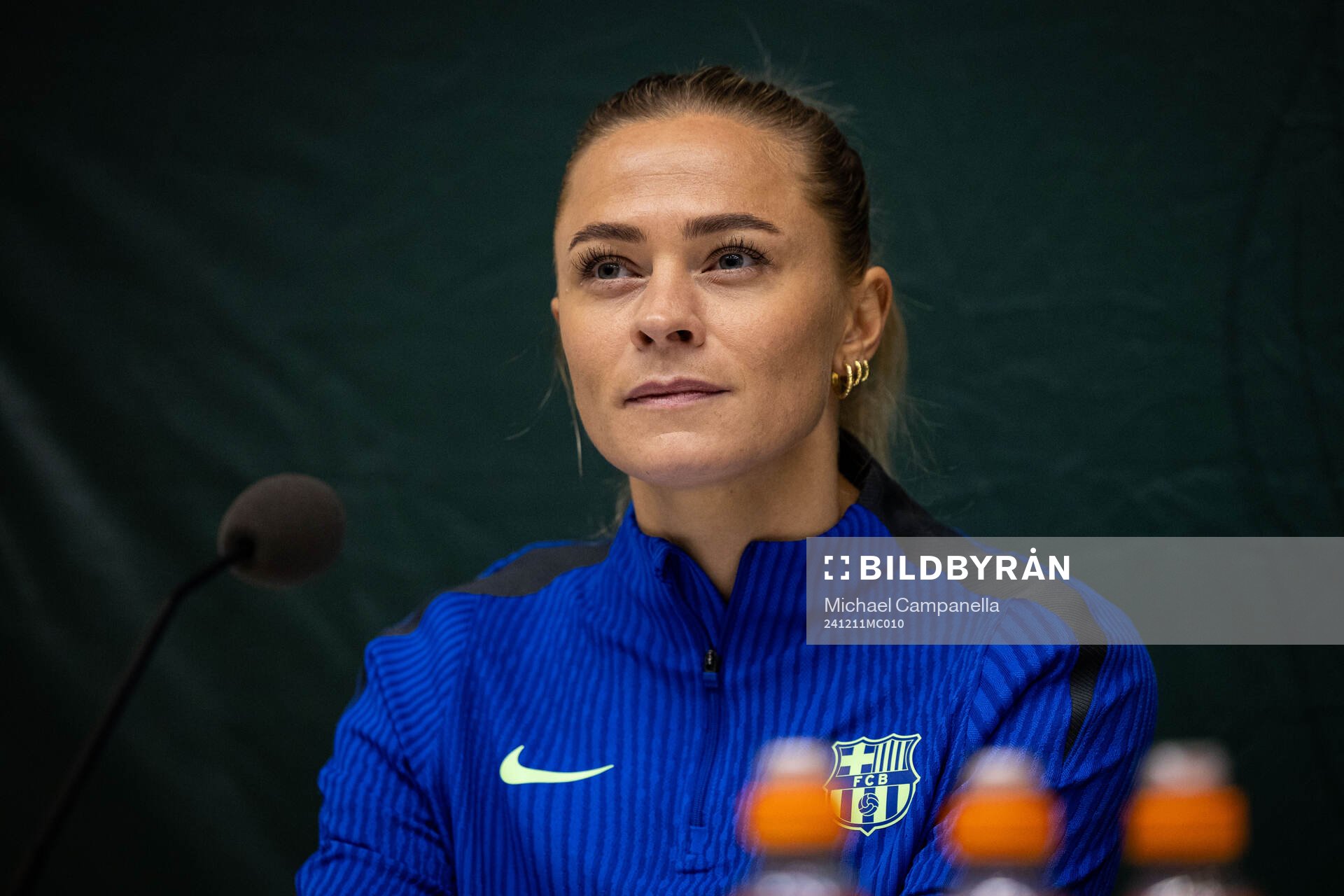 Fridolina Rolfö of FC Barcelona gives a press conference