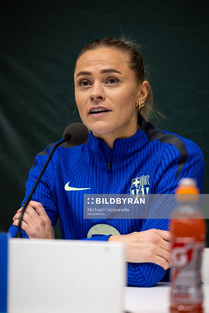 Fridolina Rolfö of FC Barcelona gives a press conference