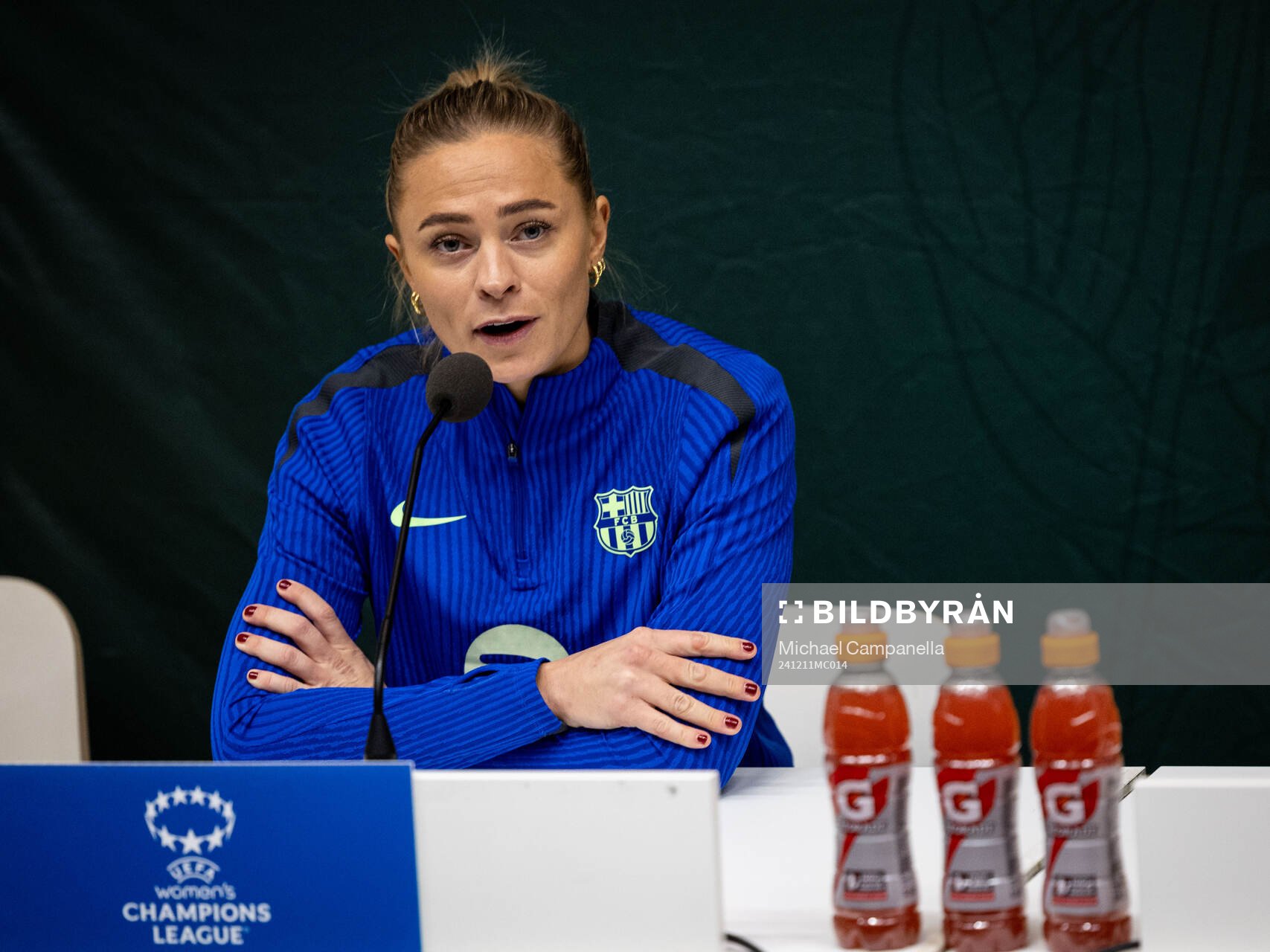 Fridolina Rolfö of FC Barcelona gives a press conference