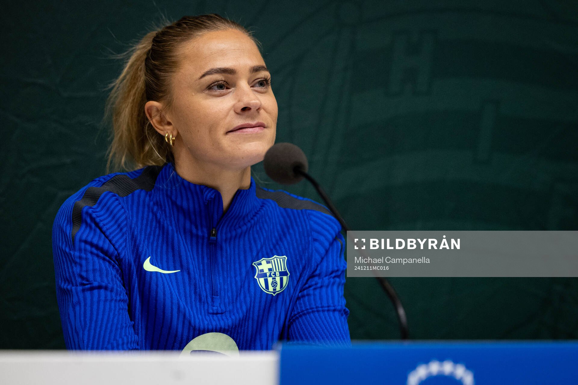 Fridolina Rolfö of FC Barcelona gives a press conference