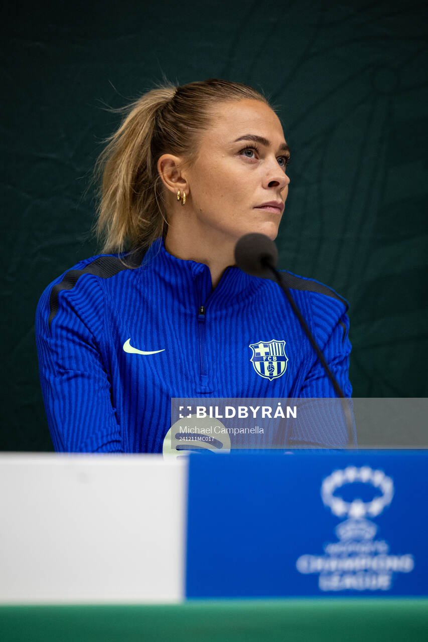 Fridolina Rolfö of FC Barcelona gives a press conference