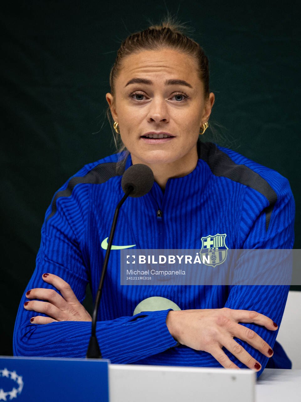 Fridolina Rolfö of FC Barcelona gives a press conference