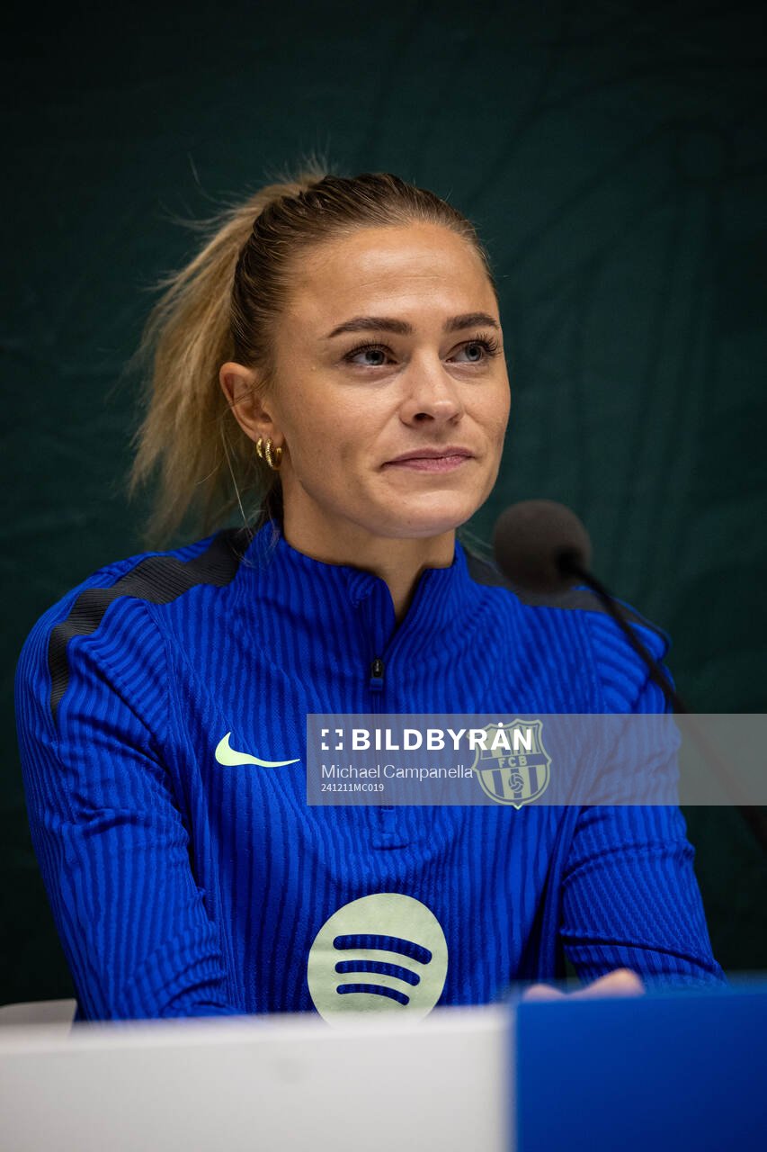 Fridolina Rolfö of FC Barcelona gives a press conference