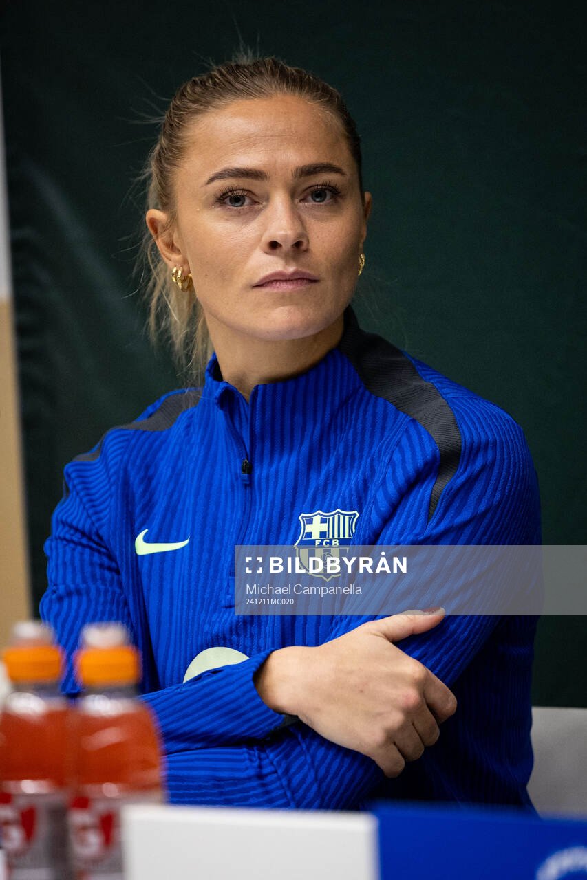 Fridolina Rolfö of FC Barcelona gives a press conference