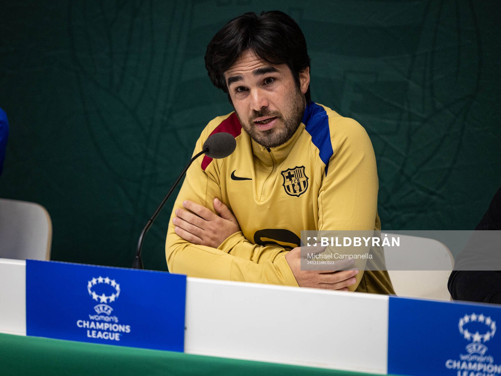Pere Romeu head coach of FC Barcelona gives a press conference on December 11, 2024 in Stockholm. 