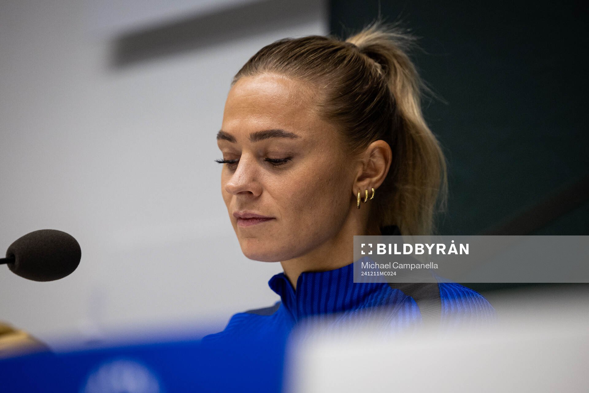 Fridolina Rolfö of FC Barcelona gives a press conference
