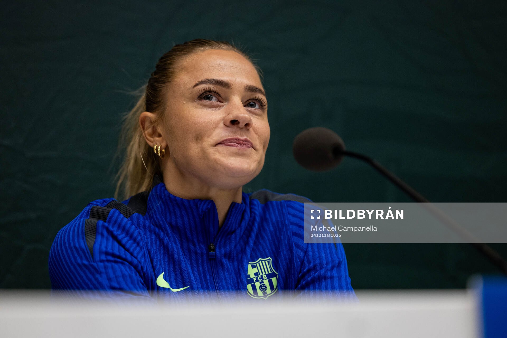 Fridolina Rolfö of FC Barcelona gives a press conference