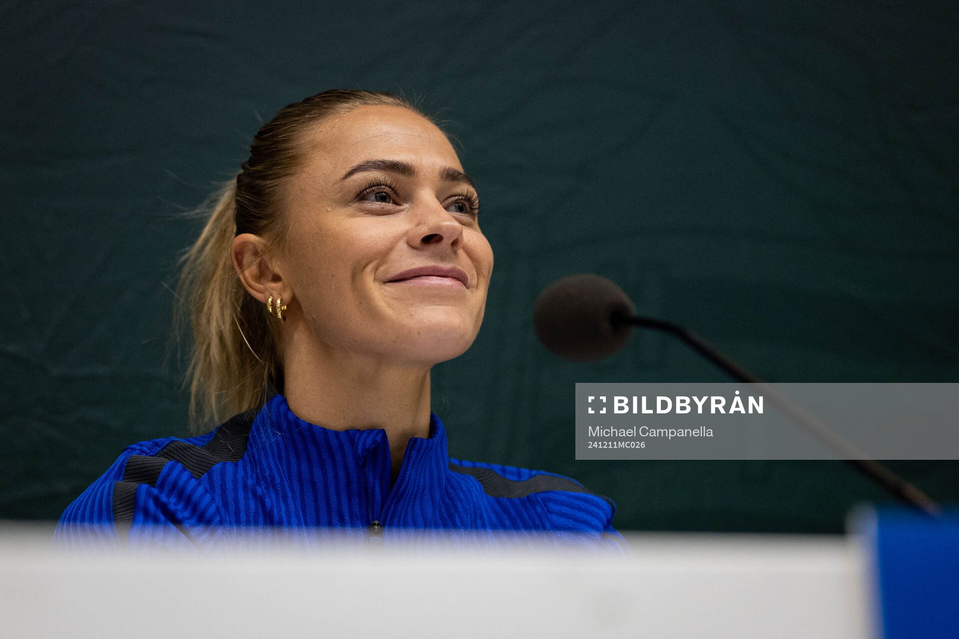 Fridolina Rolfö of FC Barcelona gives a press conference