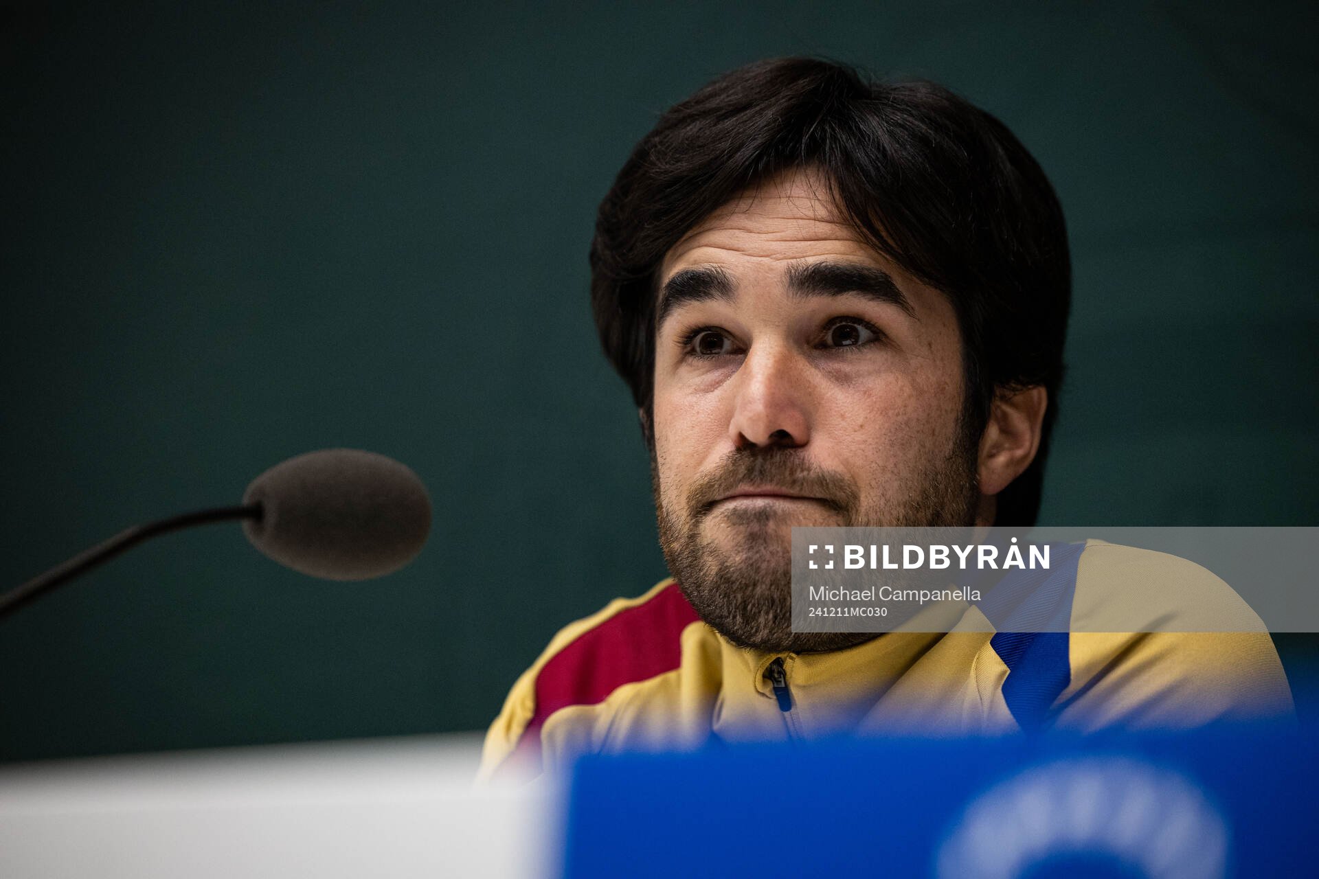 Pere Romeu head coach of FC Barcelona gives a press conference on December 11, 2024 in Stockholm. 