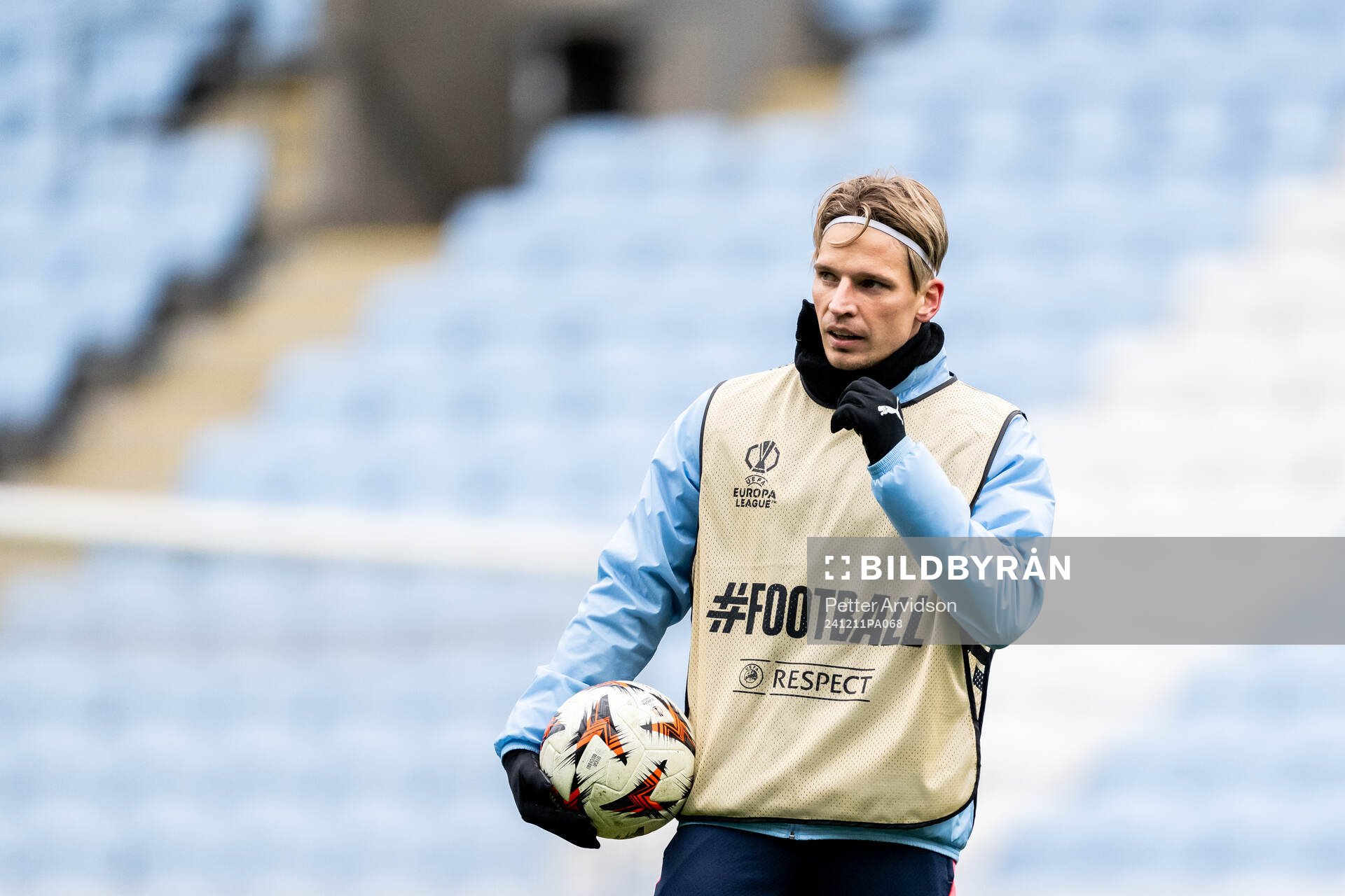 Jens Stryger Larsen of Malmö FF during a UEFA Europa League training session on December 11, 2024 in Malmö. 