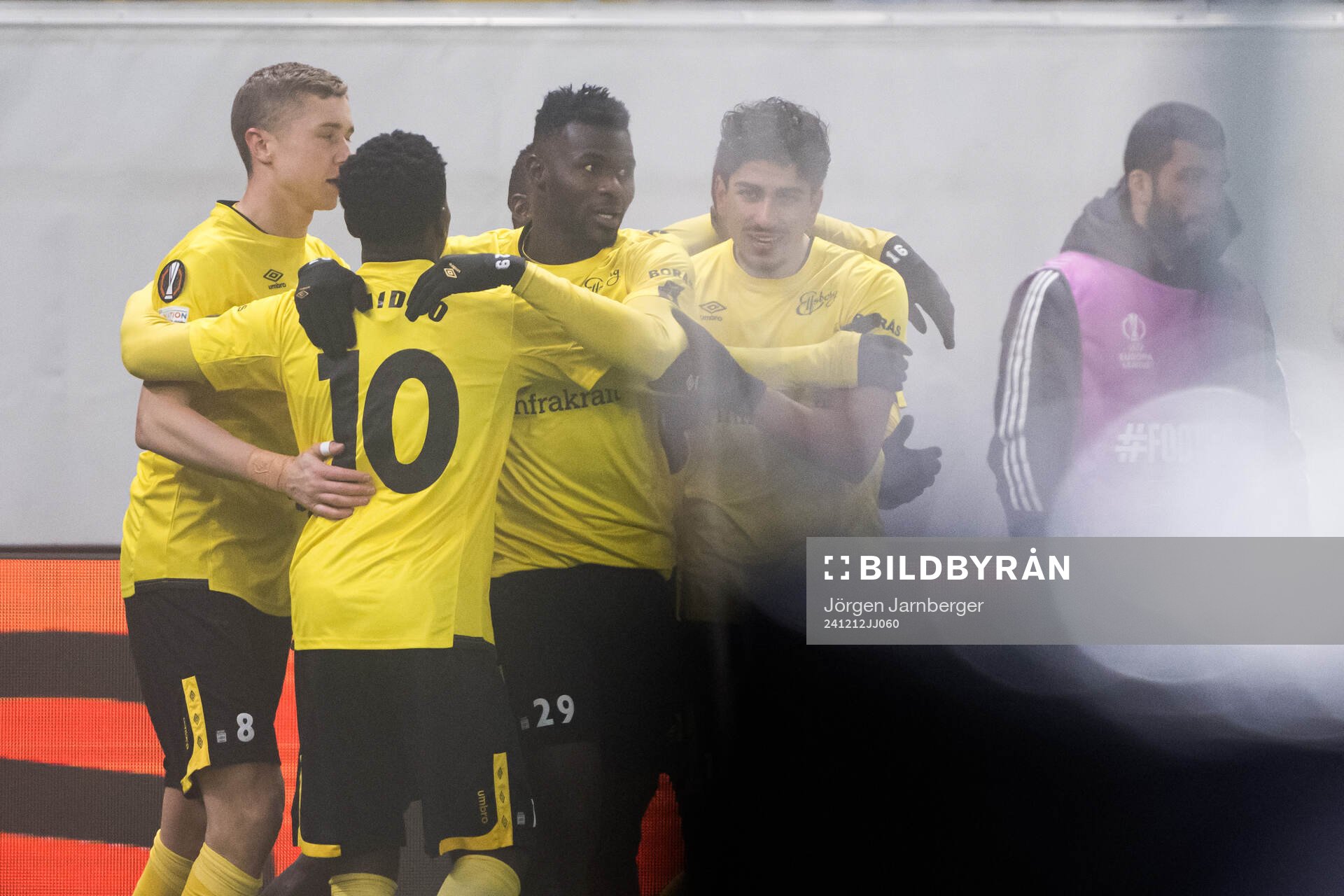 Ahmed Qasem of Elfsborg celebrates with team mates