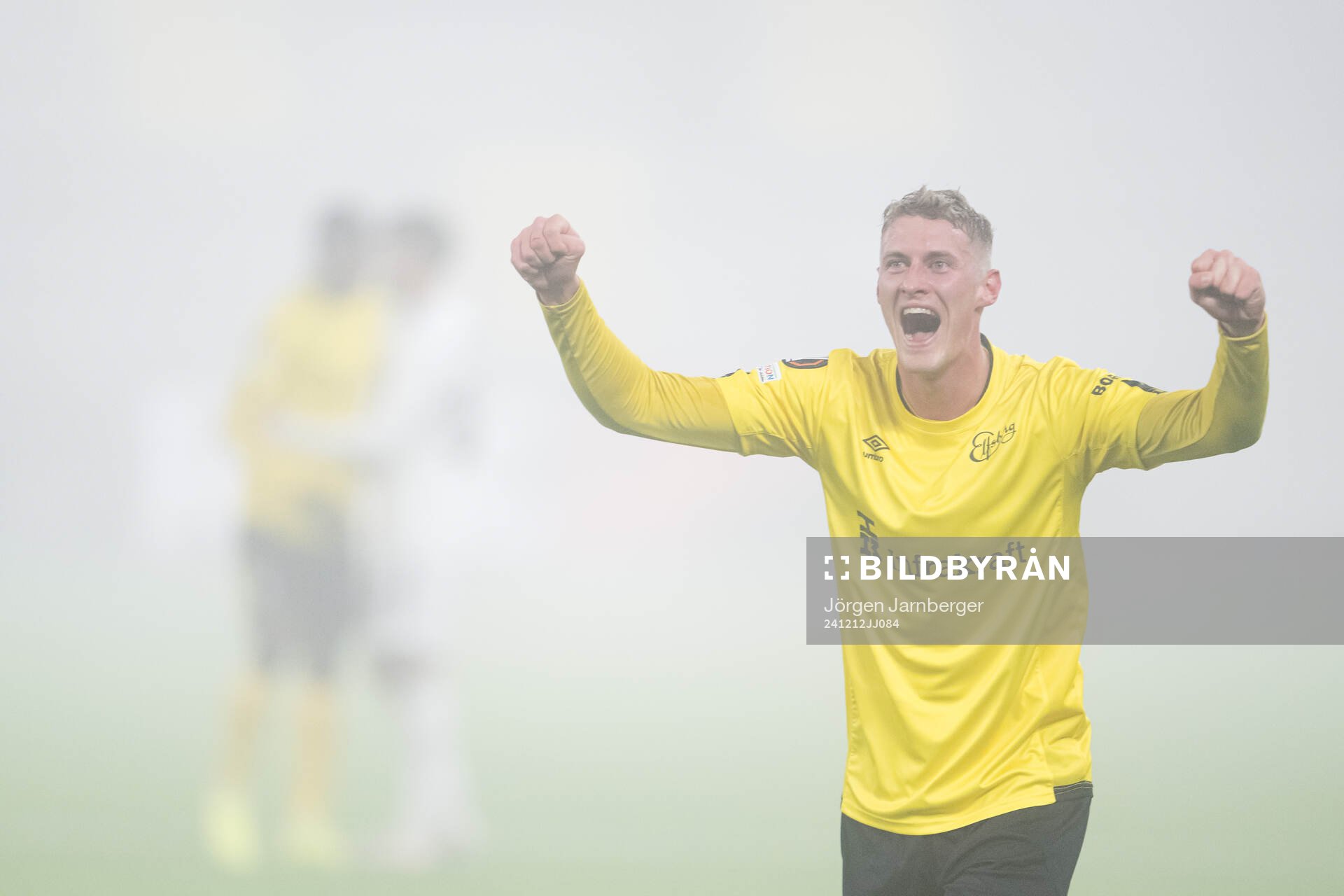 Emil Holten of Elfsborg celebrates after the Europa League match between Elfsborg and Qarabag on December 12, 2024 in Borås. 