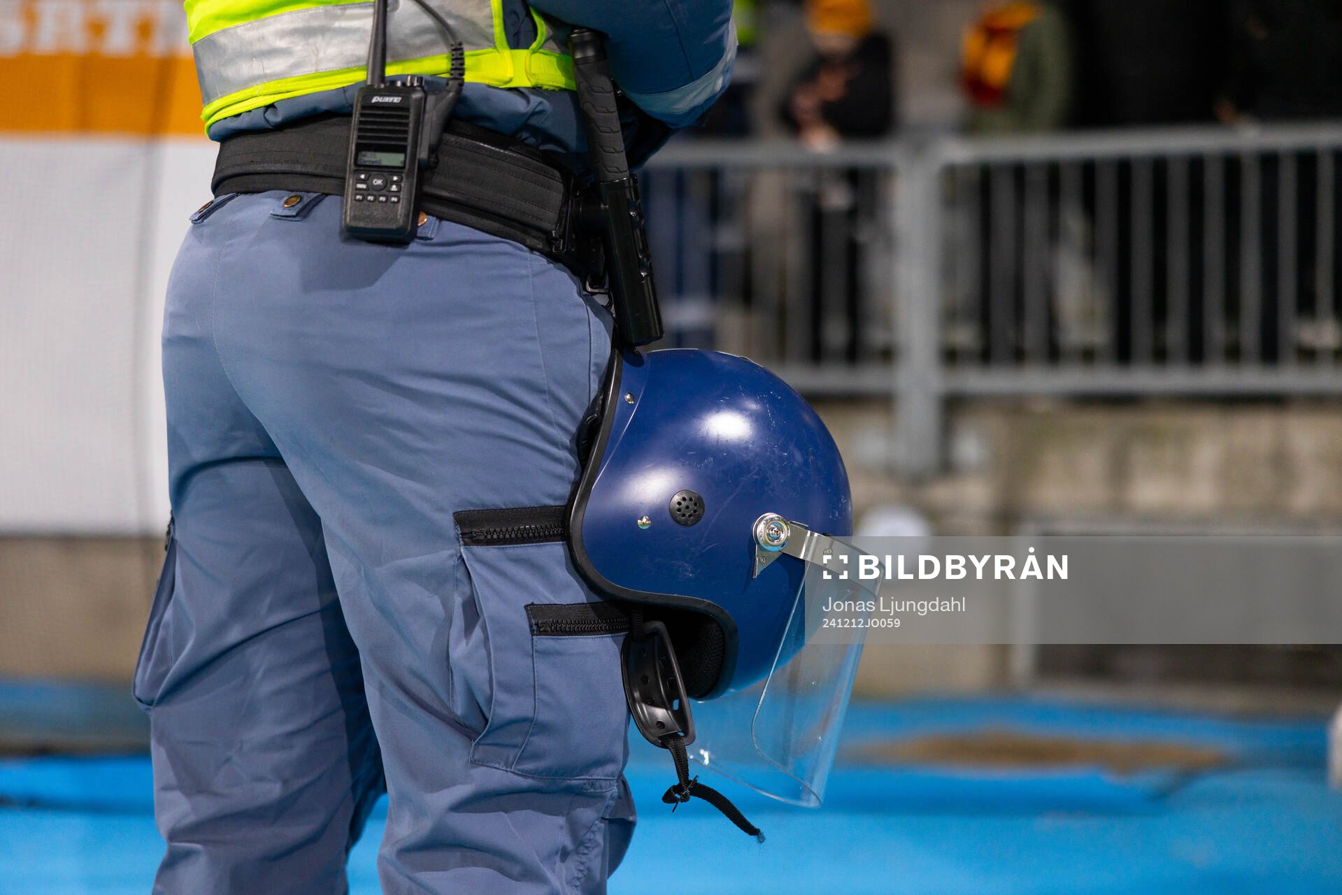 Security guard with helmet