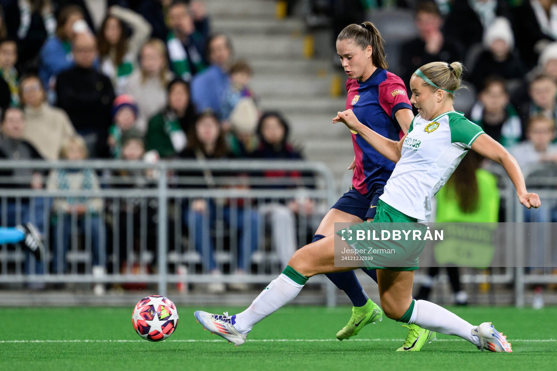 Ewa Pajor of Barcelona and Julie Blakstad of Hammarby