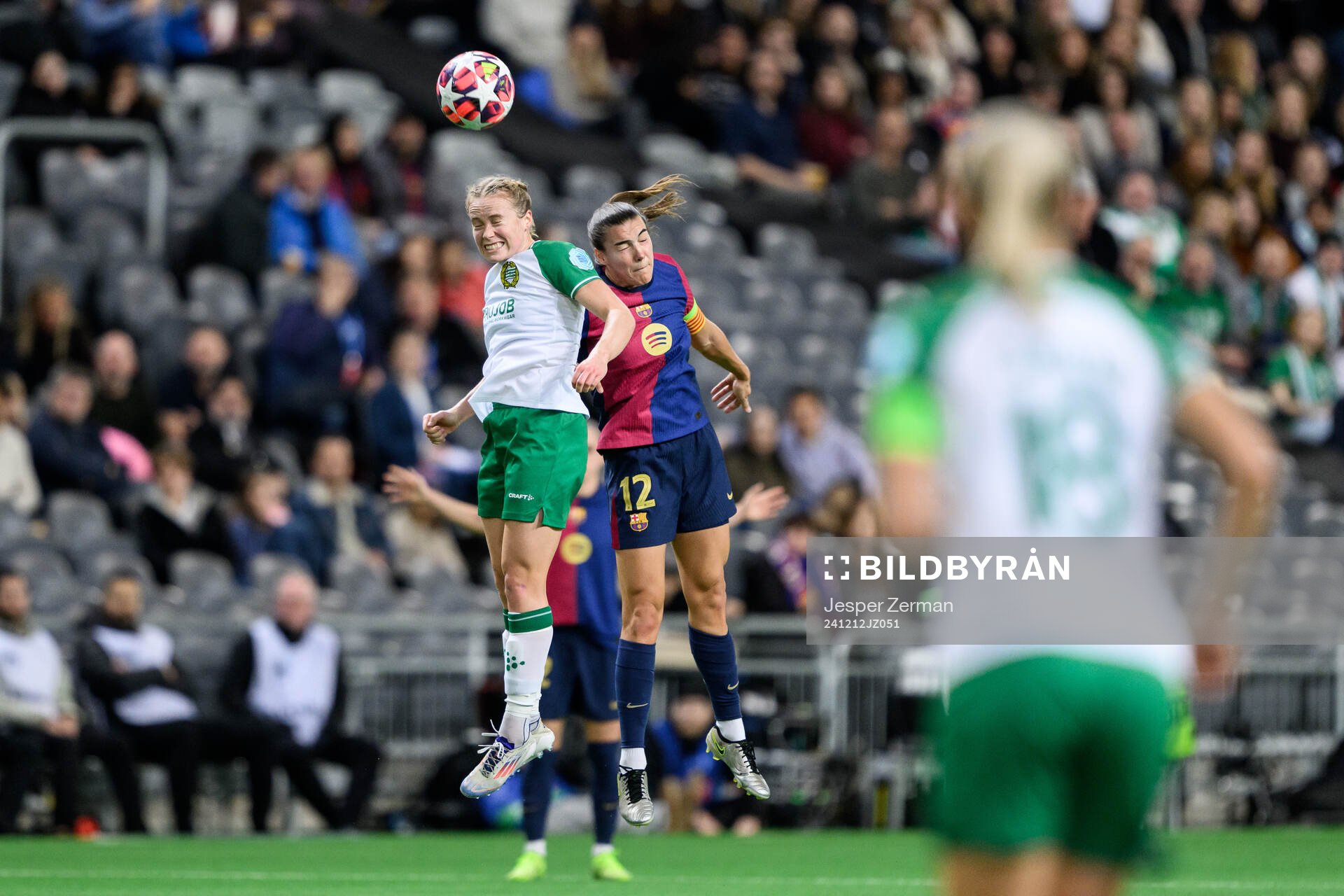 Julie Blakstad of Hammarby and Patri Guijarro of Barcelona