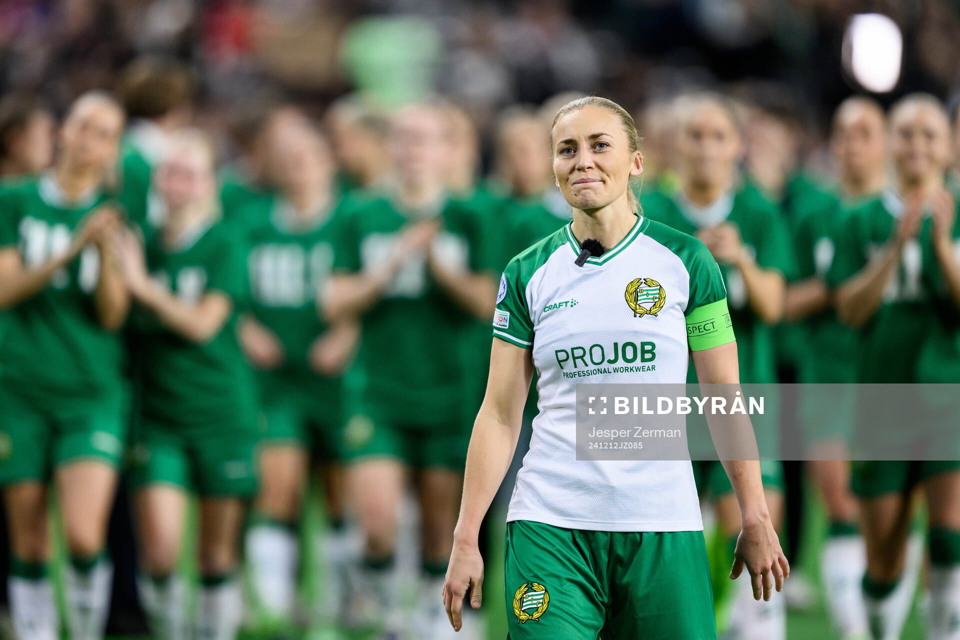 Ellen Gibson of Hammarby is celebrated as she played her