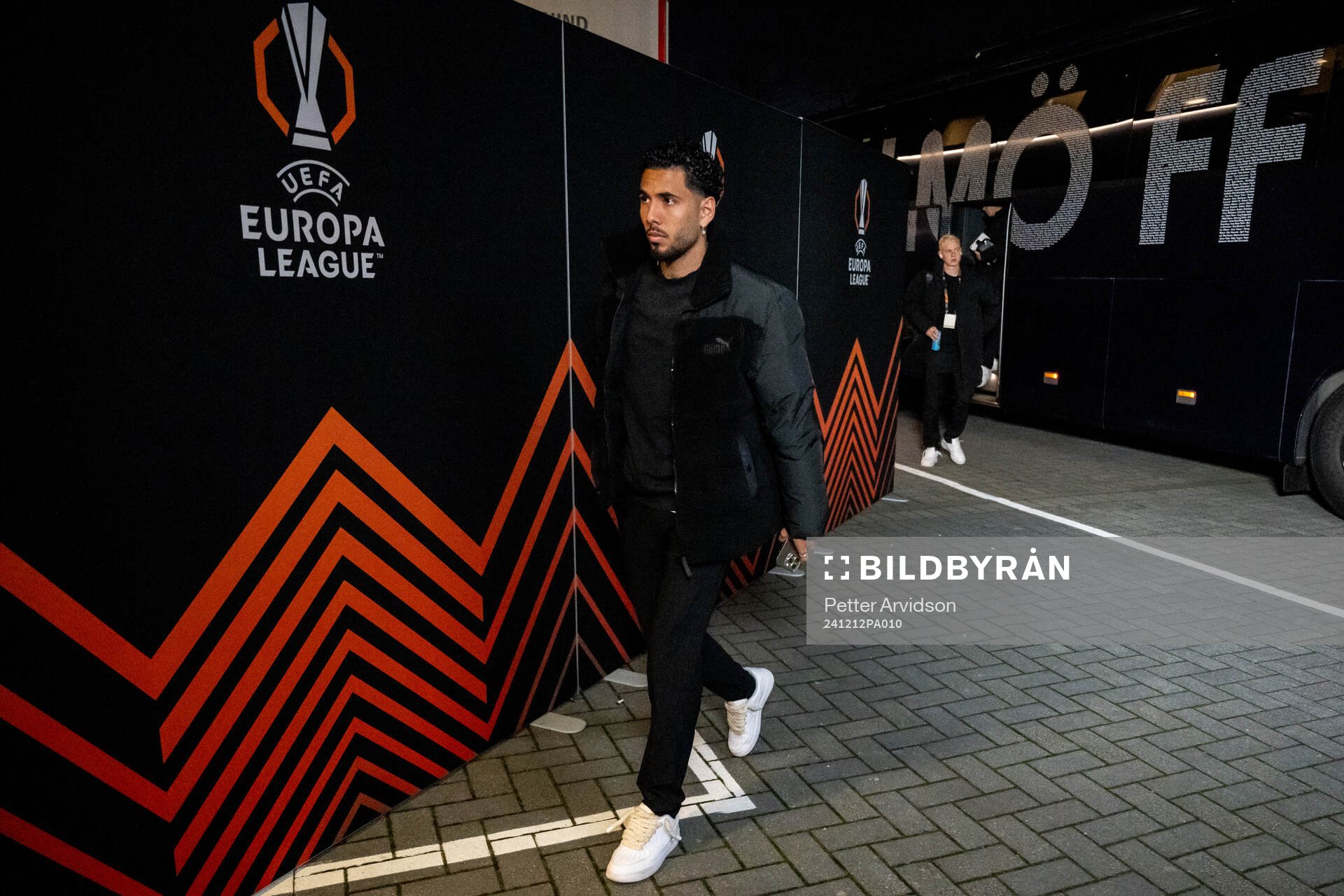 Sergio Pena of Malmö FF arrives to the stadium