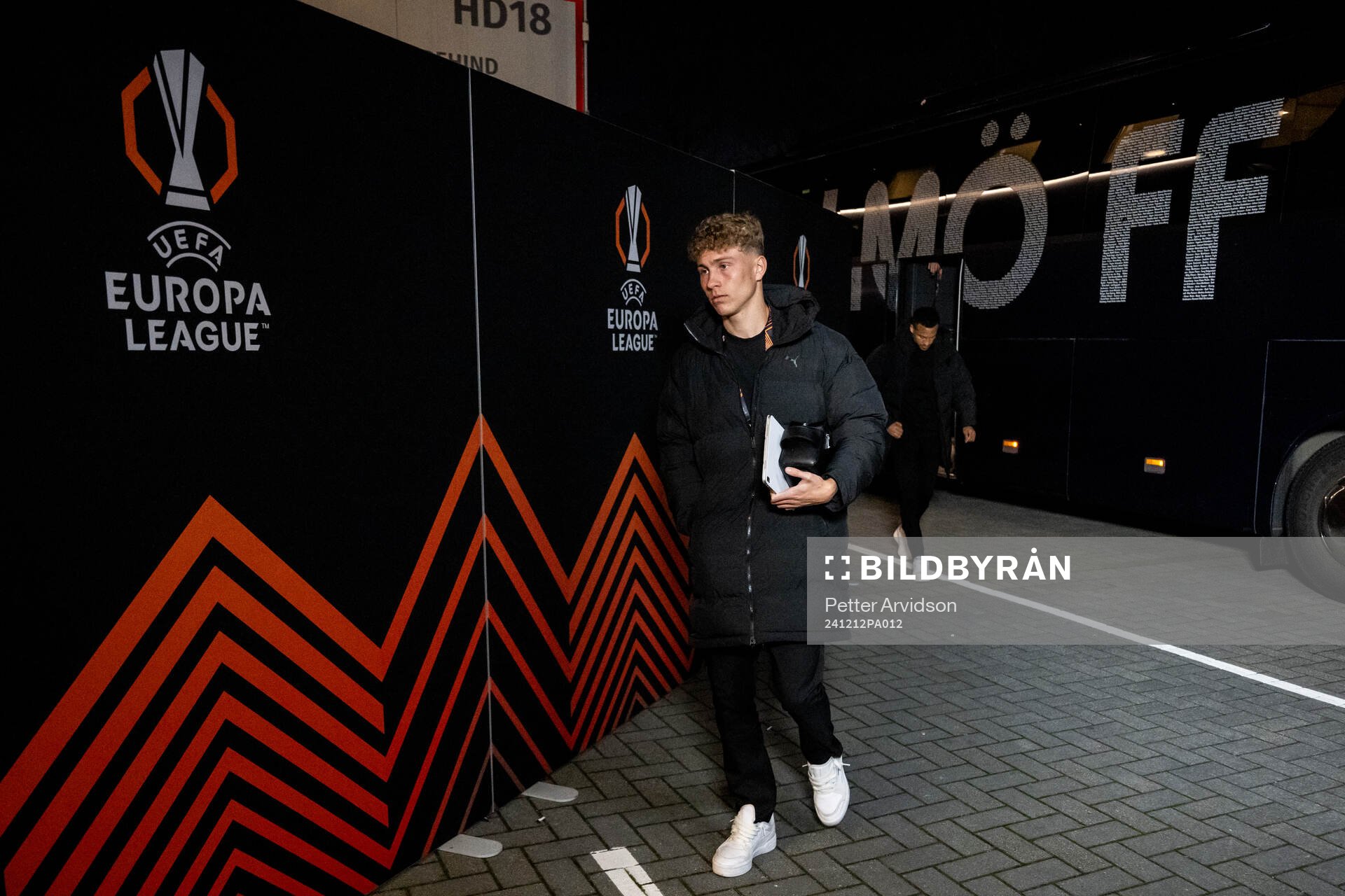 Hugo Bolin of Malmö FF arrives to the stadium