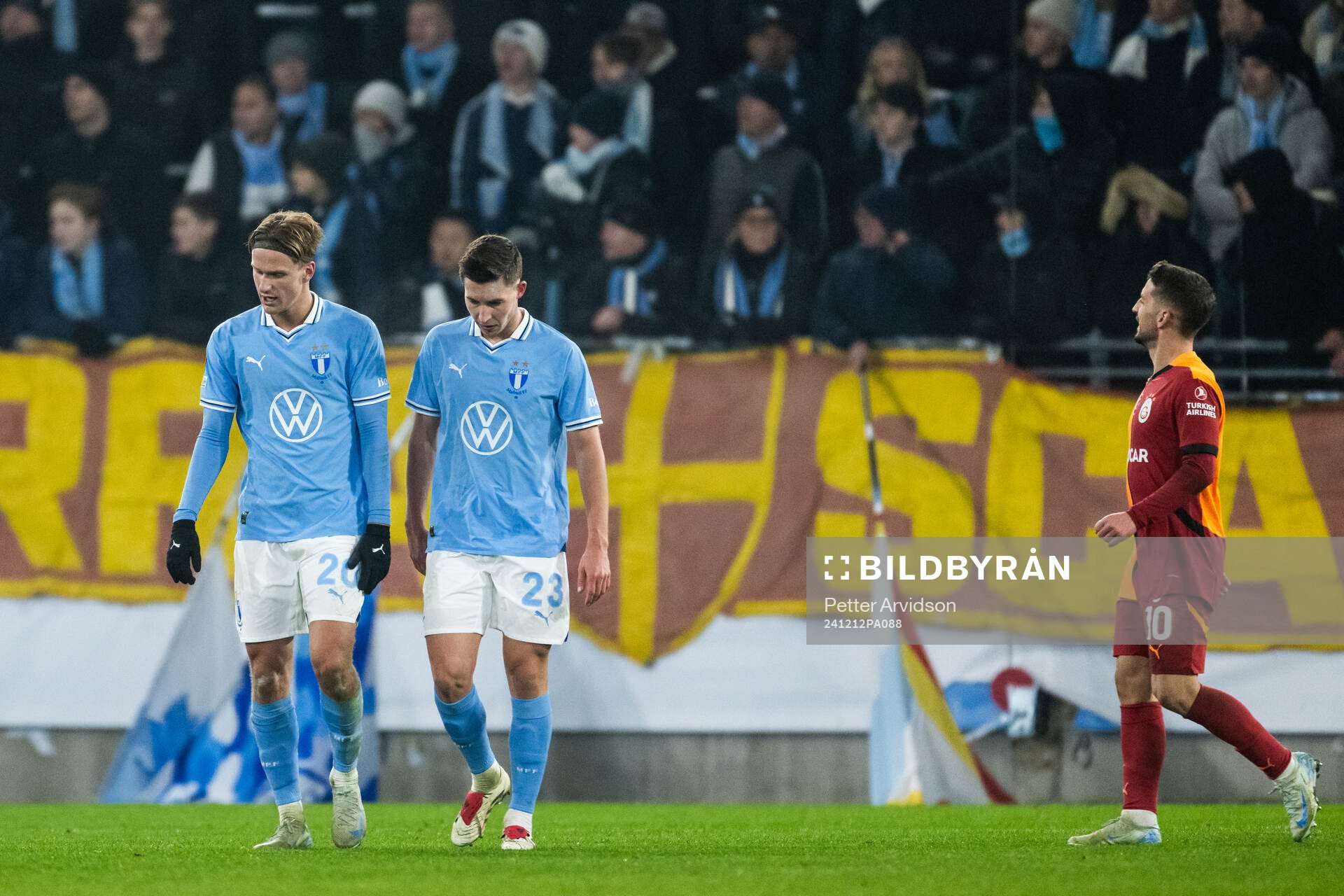 Erik Botheim and Lasse Berg Johnsen of Malmö FF look