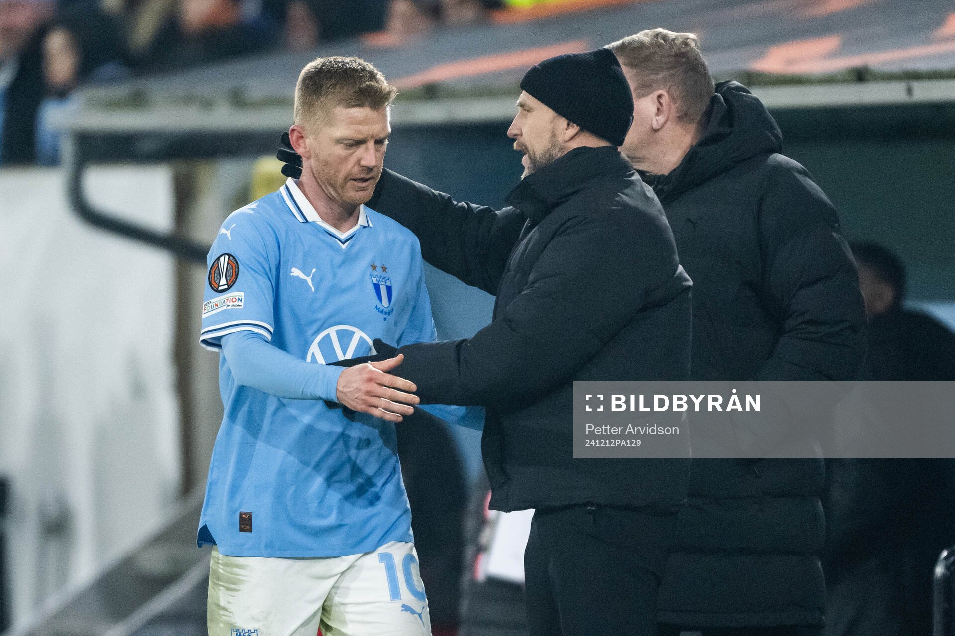 Anders Christiansen is substituted off and is greeted by