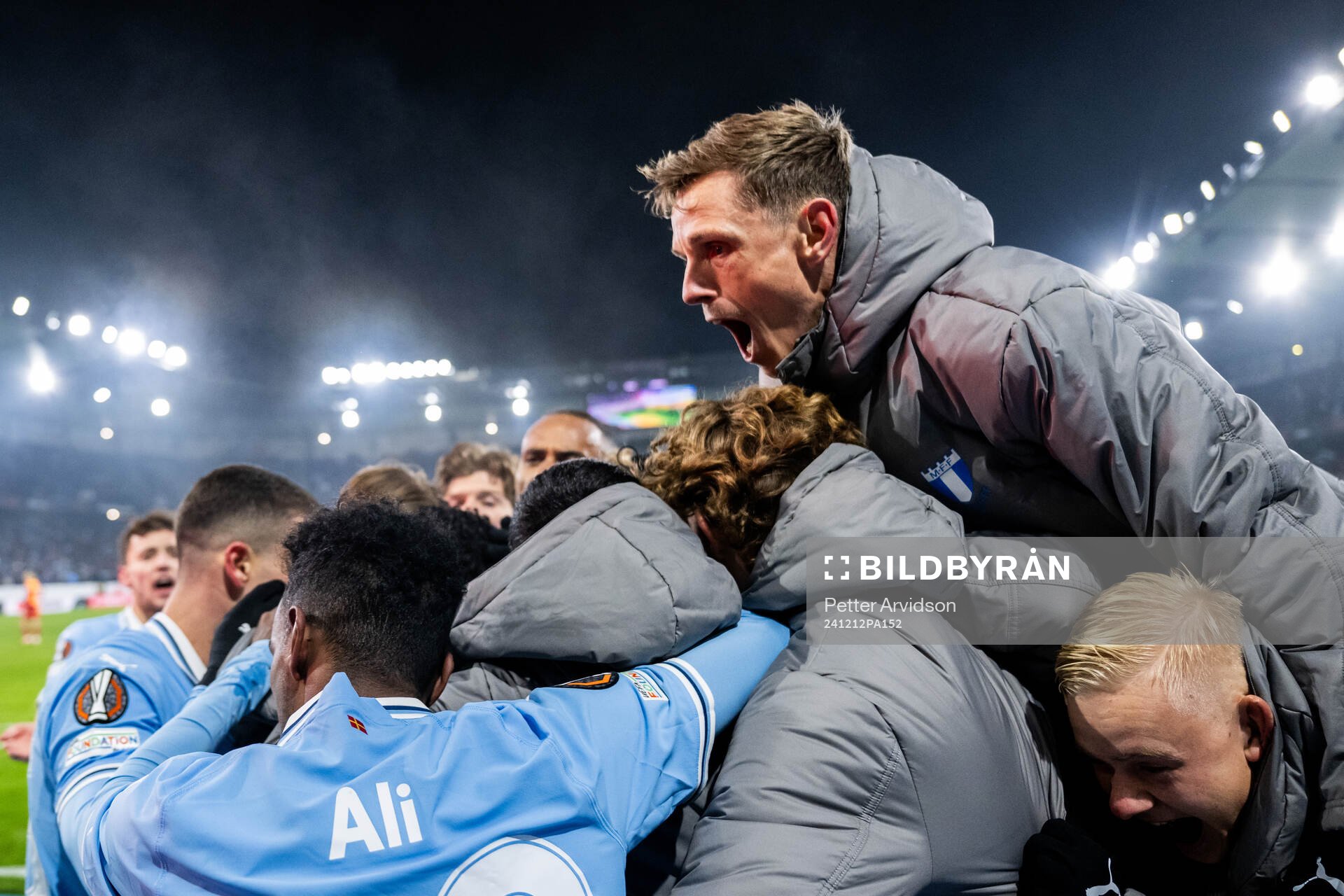 Sergio Pena of Malmö FF celebrates with Søren Rieks