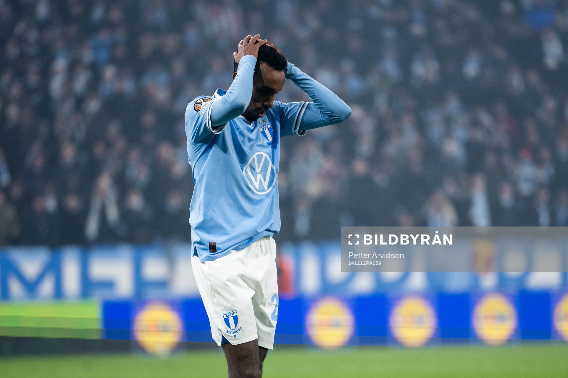 Taha Ali of Malmö FF looks dejected