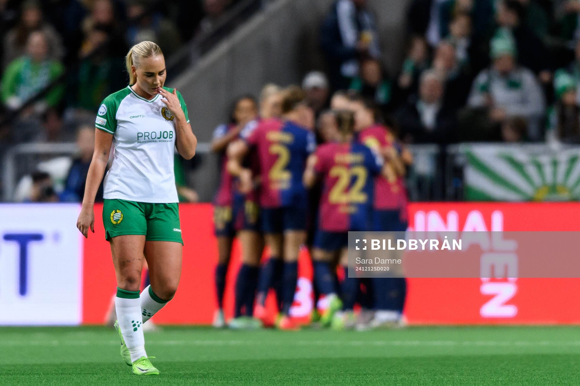 Cathinka Tandberg of Hammarby looks dejected
