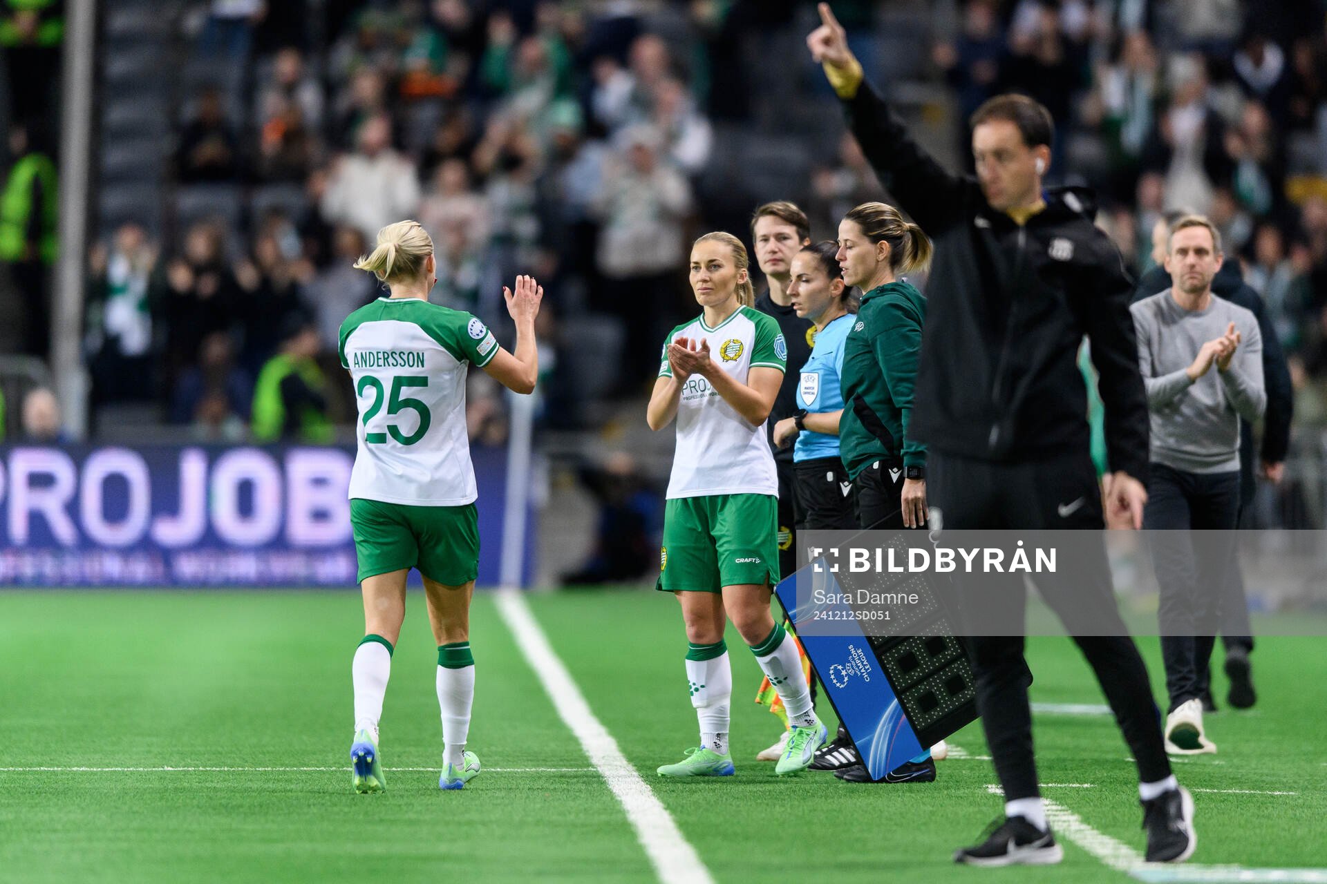 Jonna Andersson of Hammarby is substituted off for Ellen