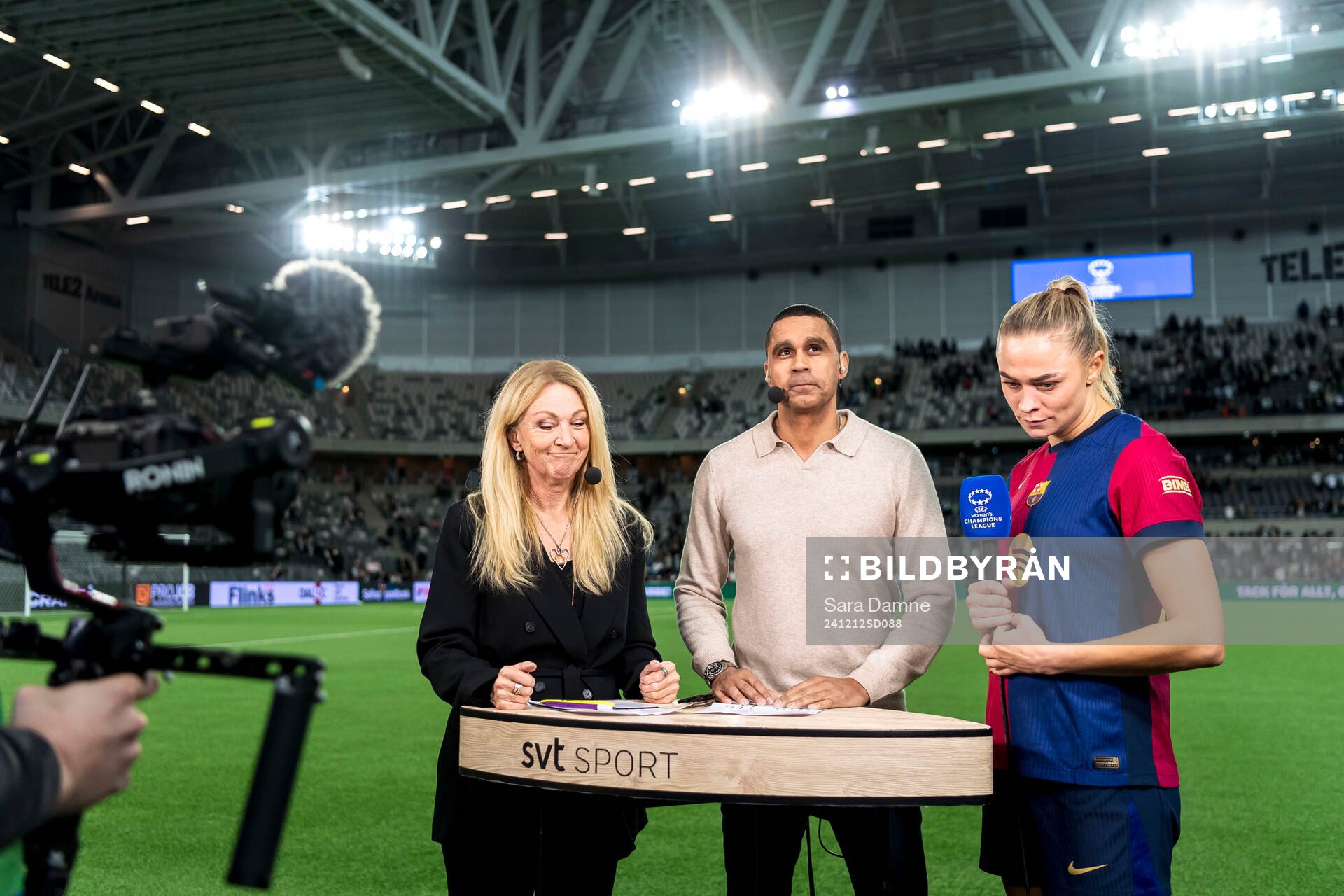 Fridolina Rolfö of Barcelona is interviewed by Swedish