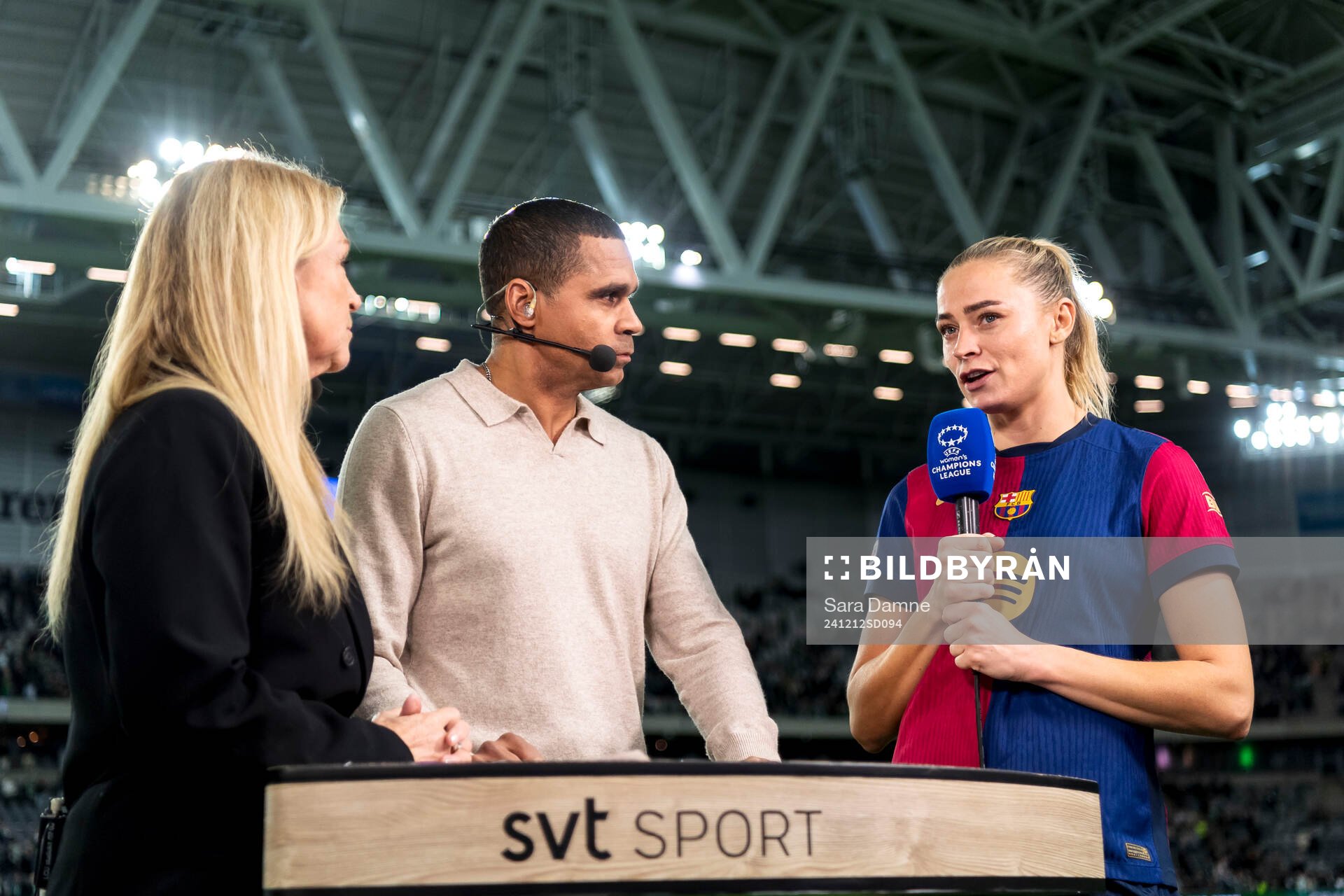 Fridolina Rolfö of Barcelona is interviewed by Swedish