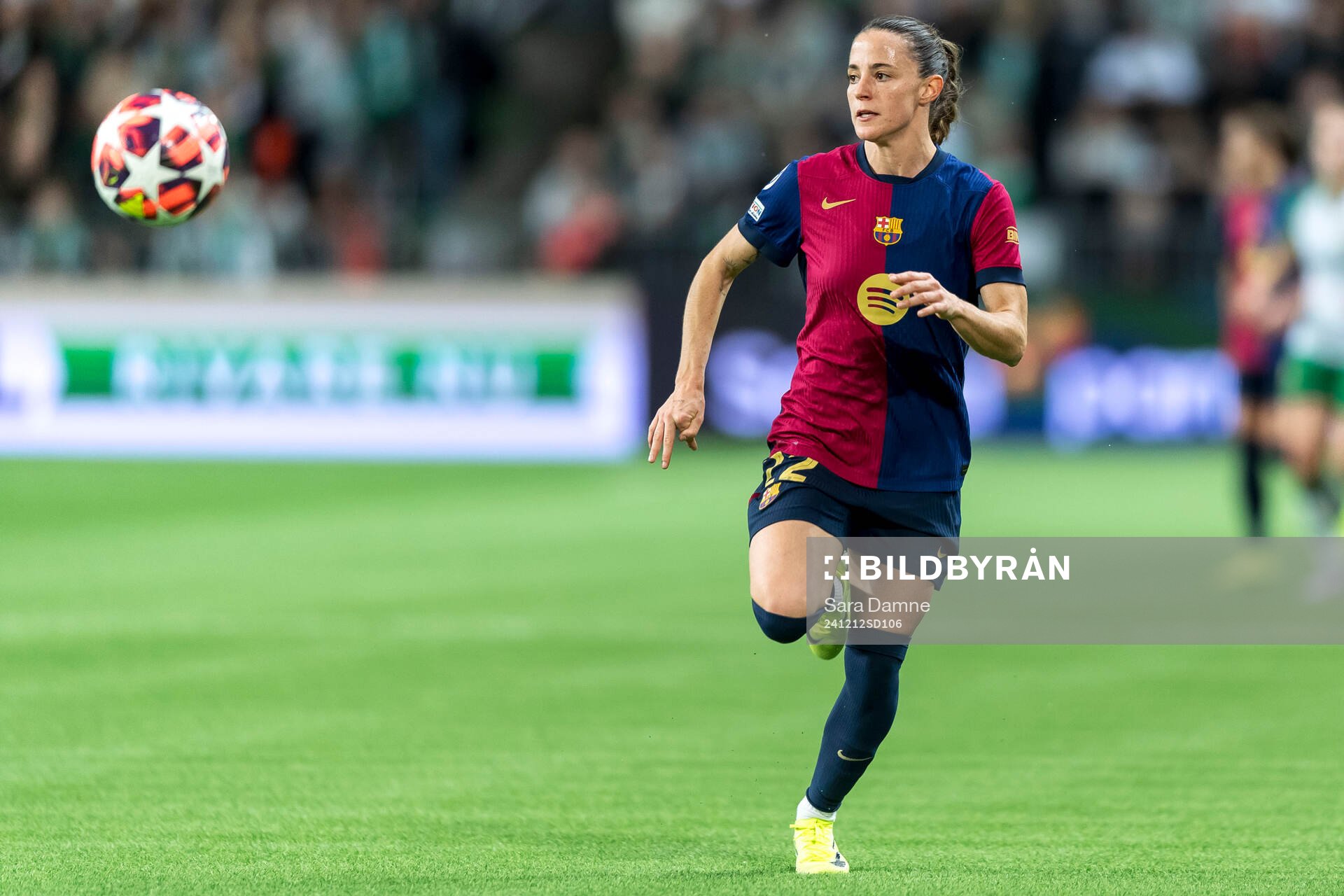 Ona Batlle of Barcelona during the UEFA Women's Champions League football match between Hammarby and Barcelona on December 12, 2024 in Stockholm.