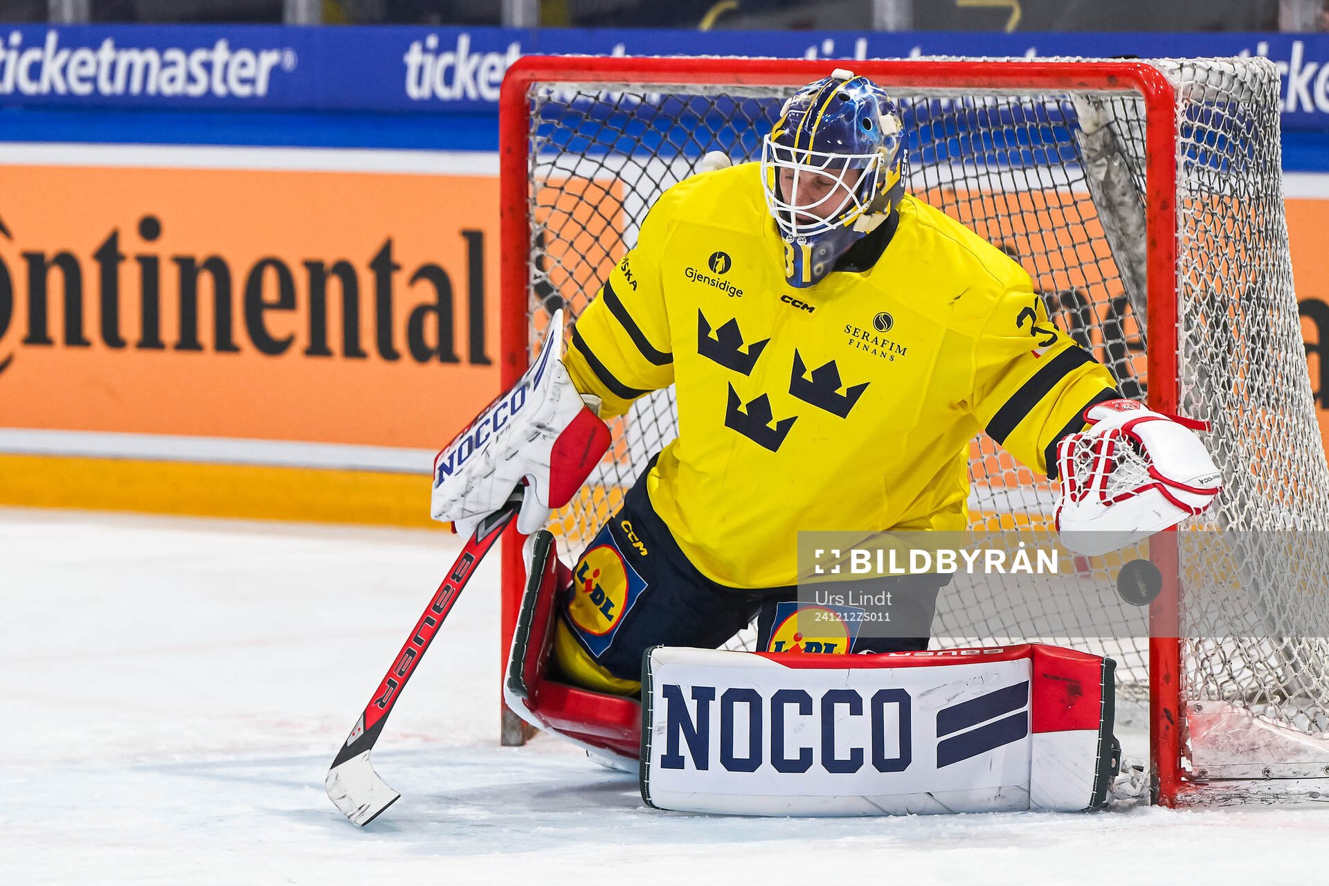 Goaltender Lars Johansson of Sweden