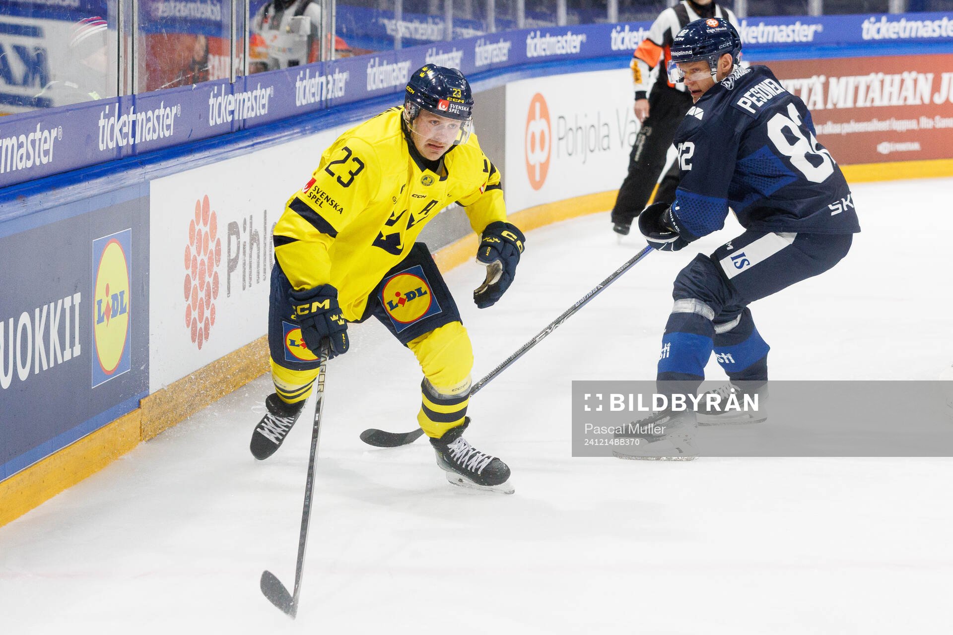 Lucas Wallmark of Sweden in the ice hockey game between