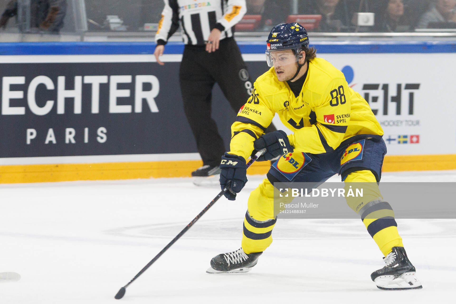 Malte Strömwall of Sweden in the ice hockey game between