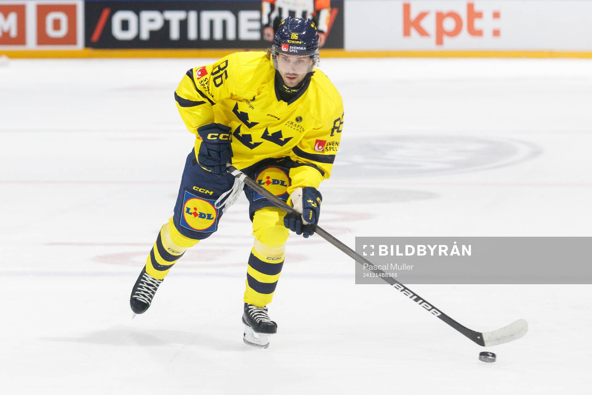 Mathias Bromé of Sweden in the ice hockey game between