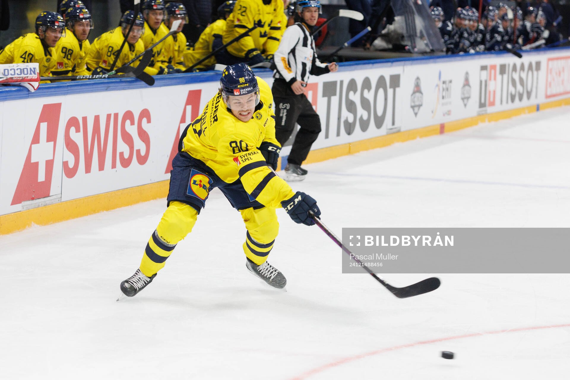 Malte Strömwall of Sweden in the ice hockey game between