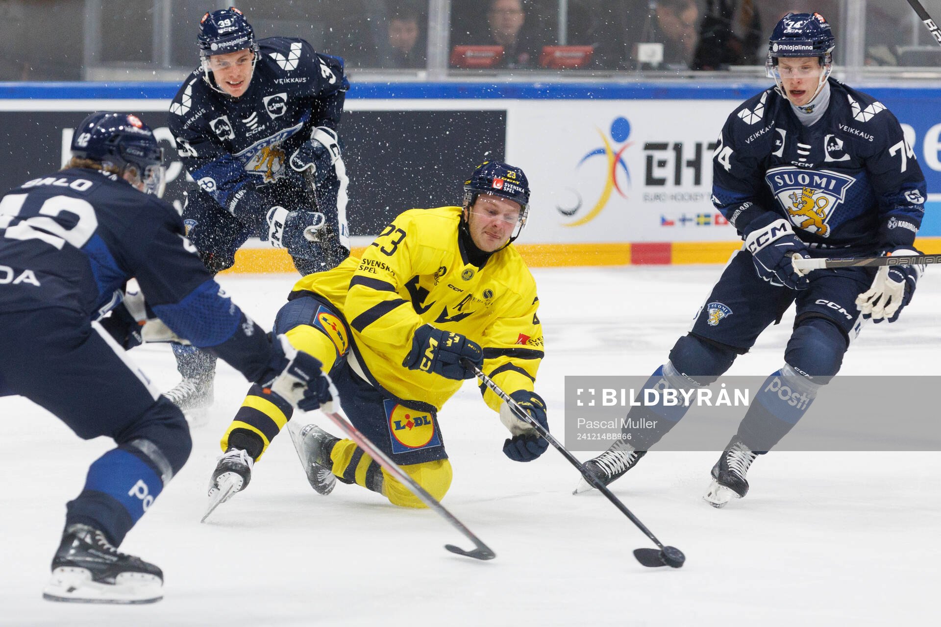 Lucas Wallmark of Sweden in the ice hockey game between