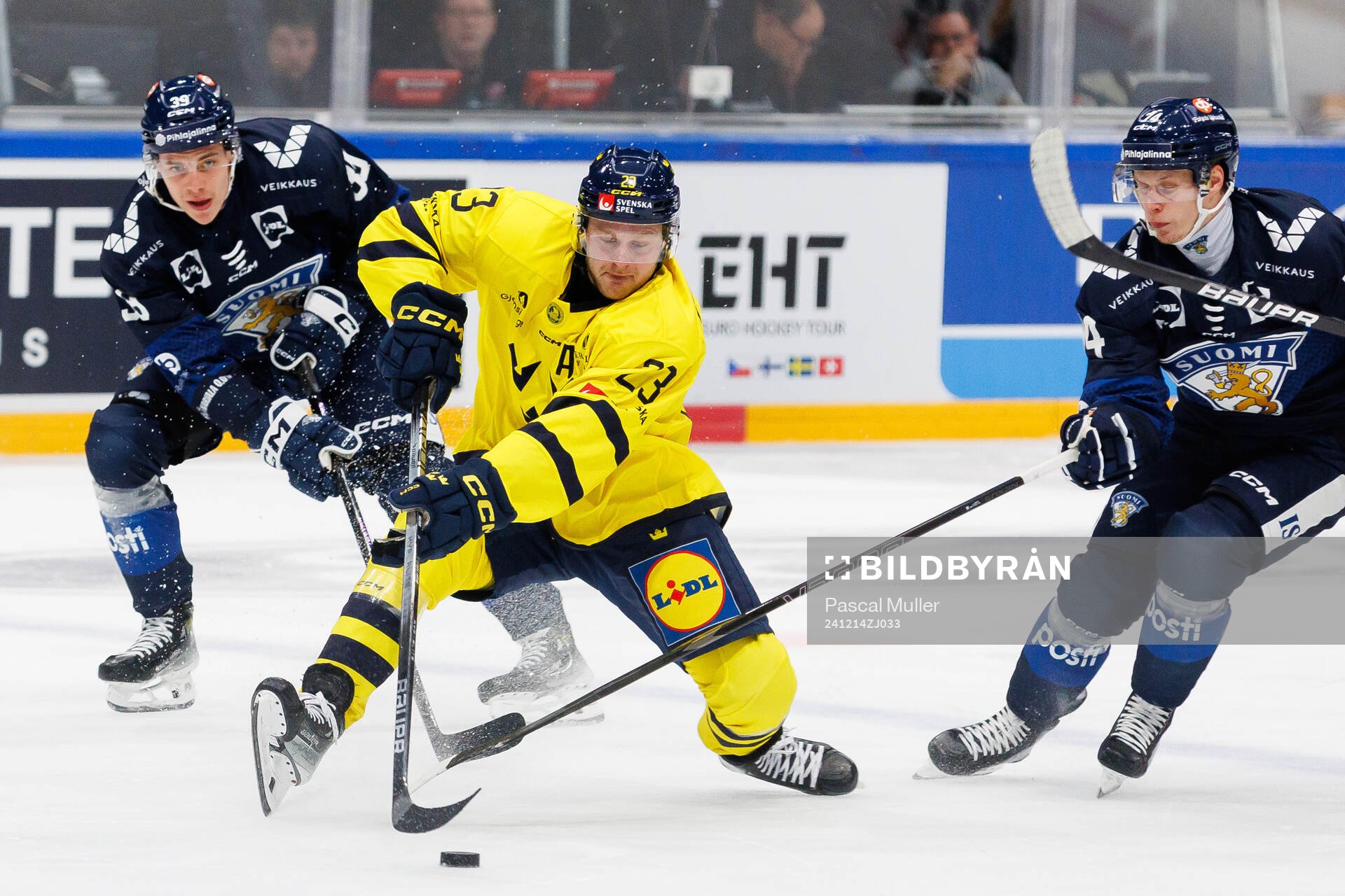 Lucas Wallmark of Sweden in the ice hockey game between