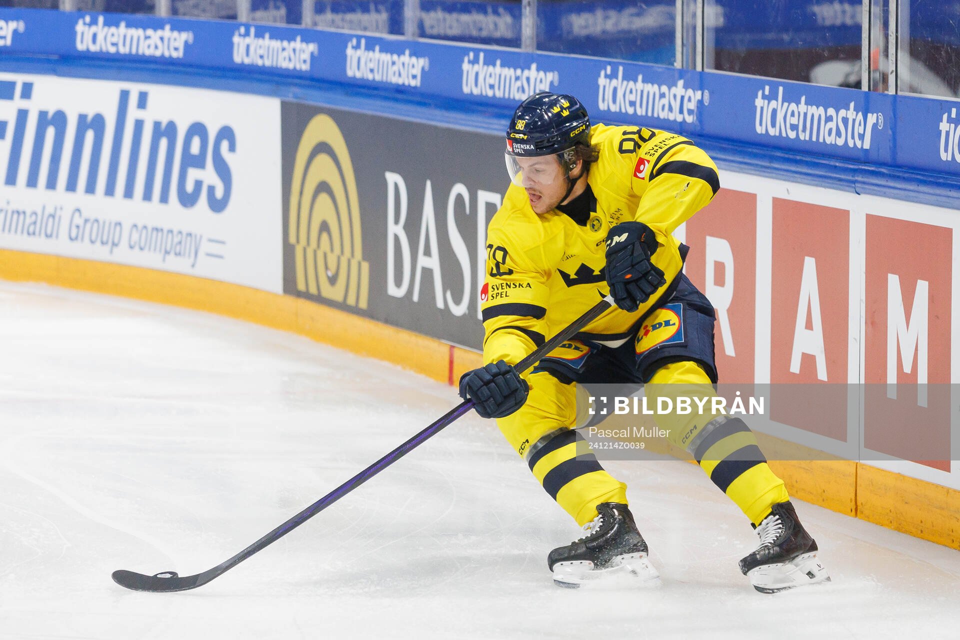 Malte Strömwall of Sweden in the ice hockey game between