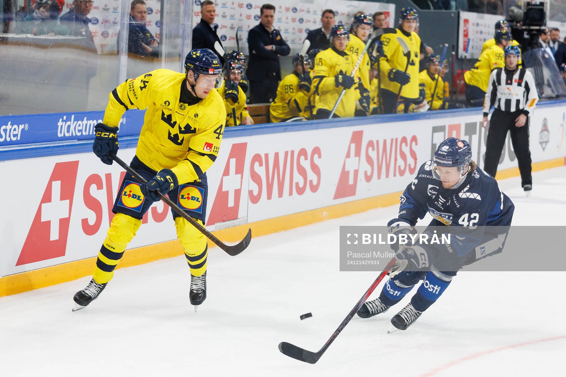Victor Ejdsell of Sweden in the ice hockey game between