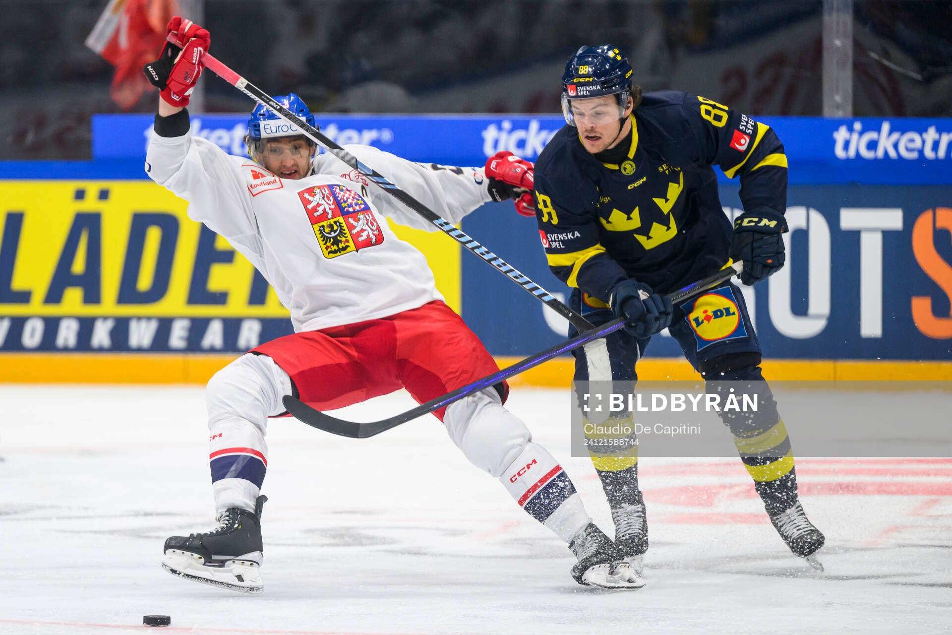 Malte Strömwall of Sweden in the ice hockey game between