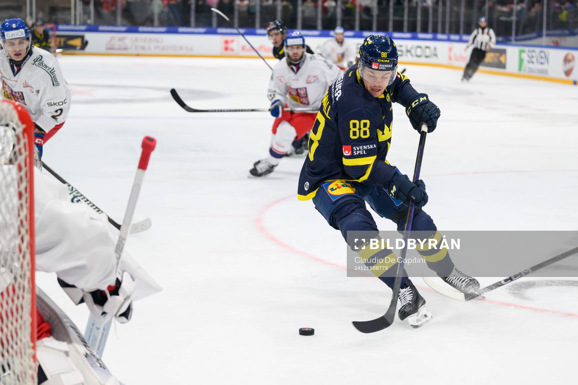 Malte Strömwall of Sweden in the ice hockey game between