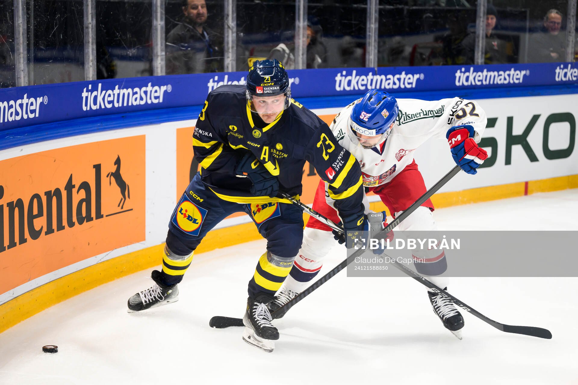 Lucas Wallmark of Sweden in the ice hockey game between