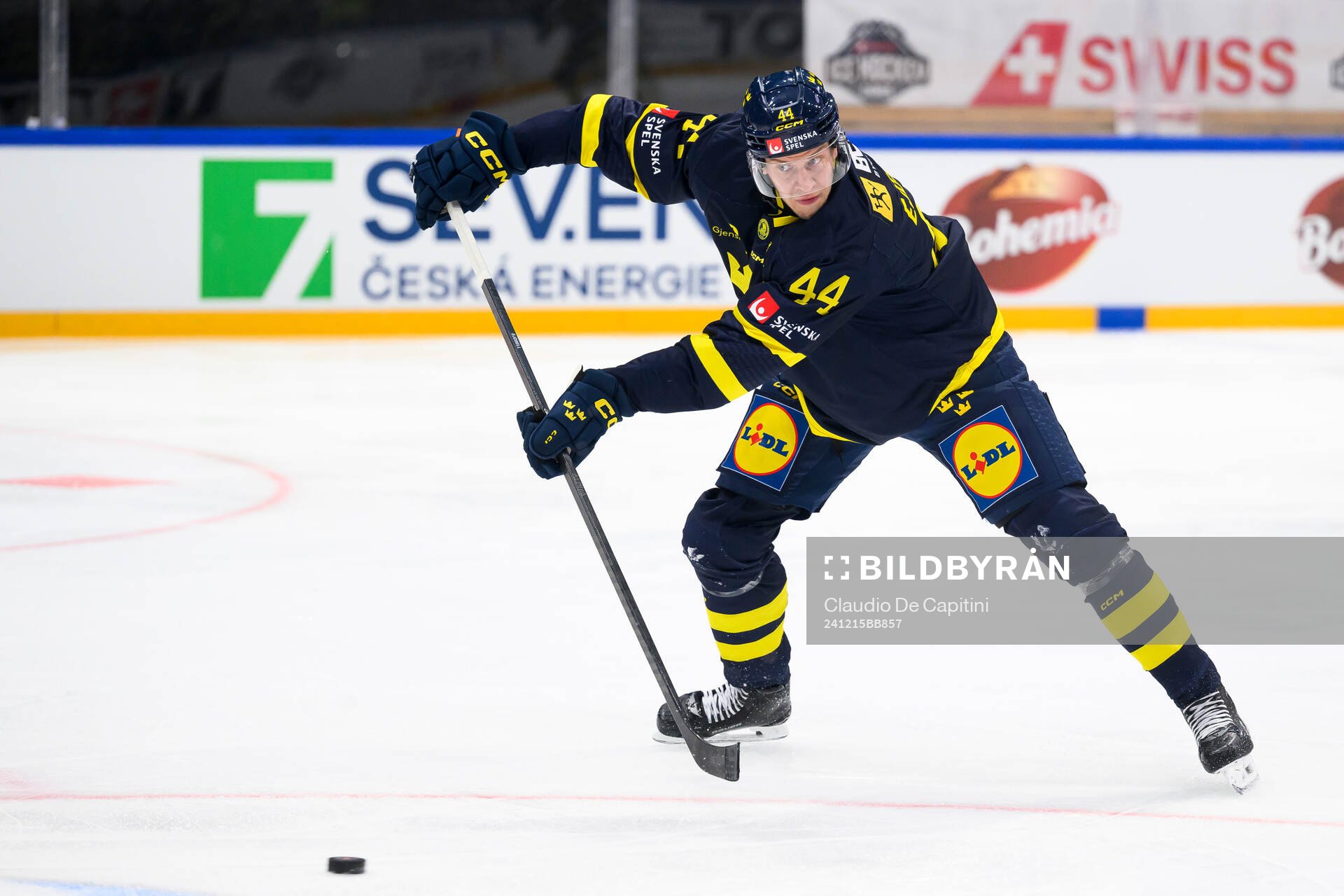 Victor Ejdsell of Sweden in the ice hockey game between