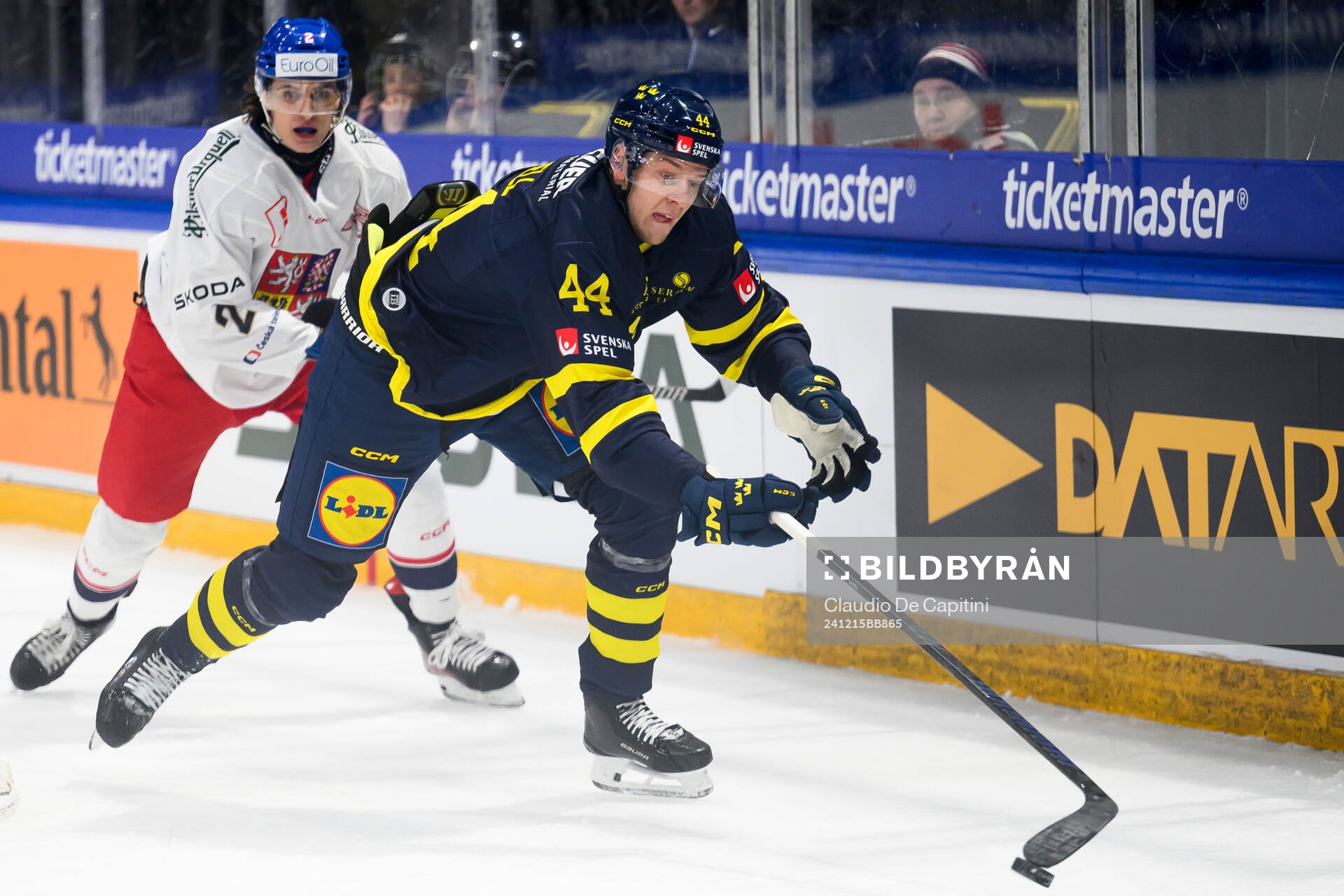 Victor Ejdsell of Sweden in the ice hockey game between